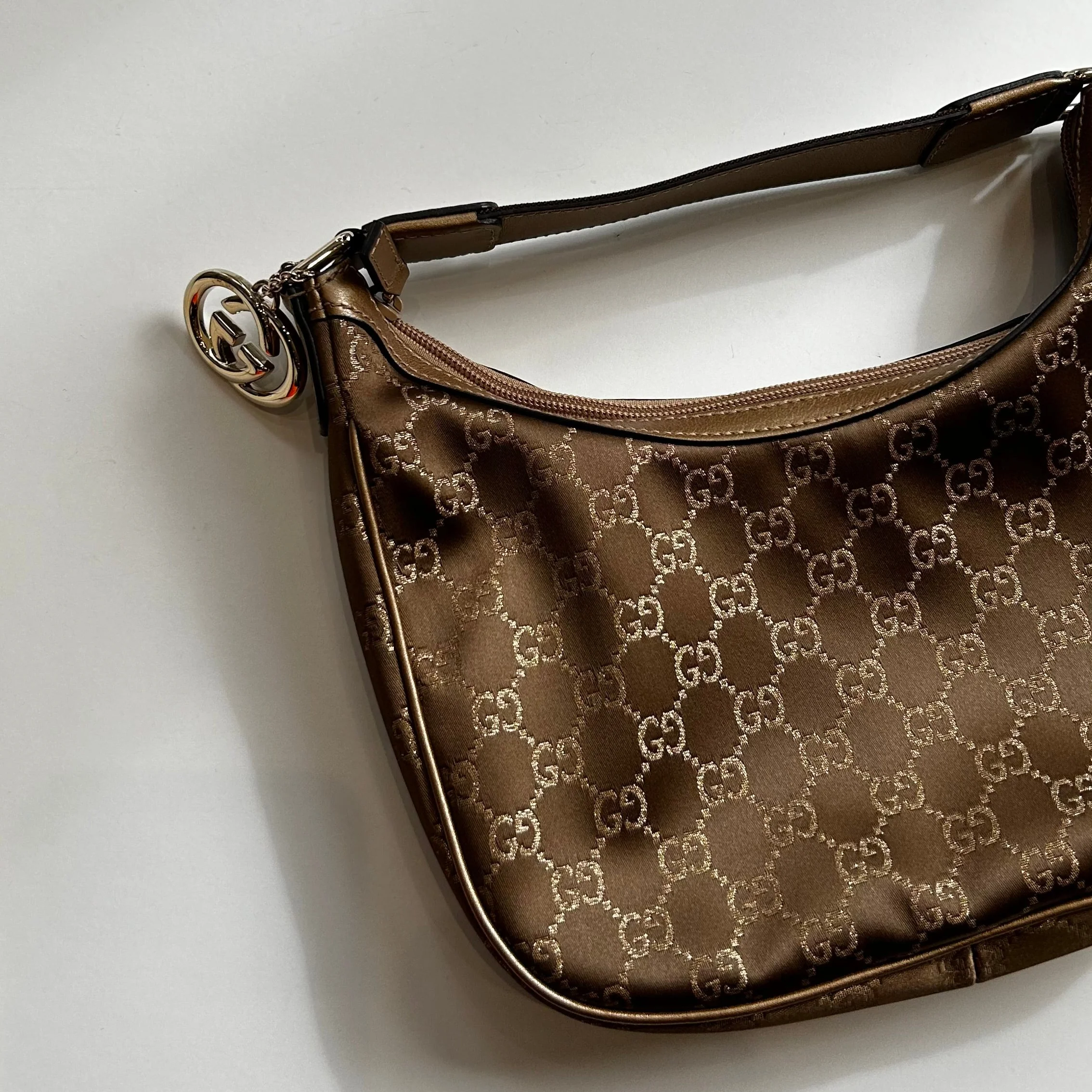 Gucci Gold GG Monogram Handbag - Image 8
