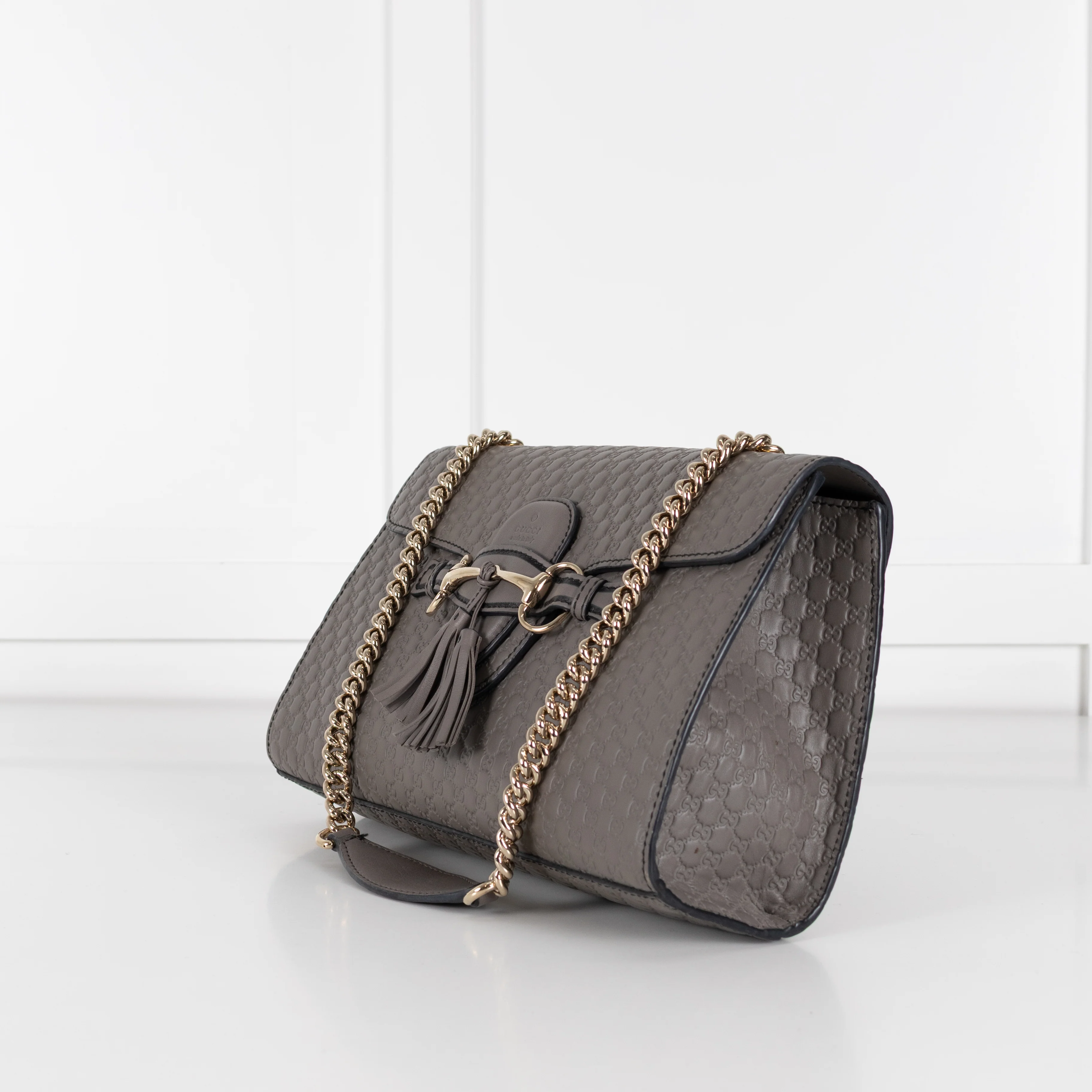 Gucci Grey Guccissima Leather Emily Medium Shoulder Bag - Image 10