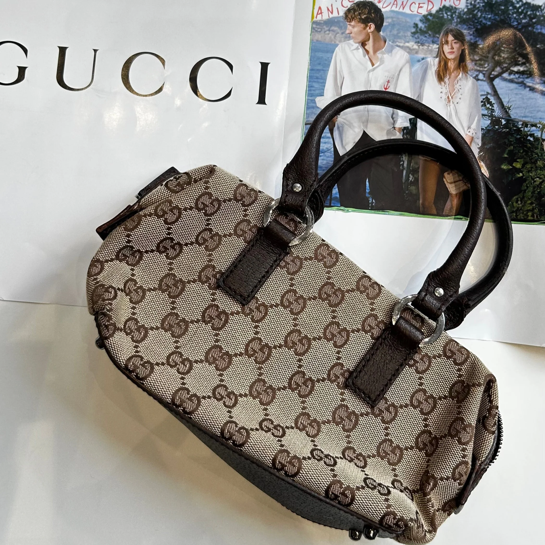 Gucci Mini GG Logo Canvas Boston Bag - Image 7