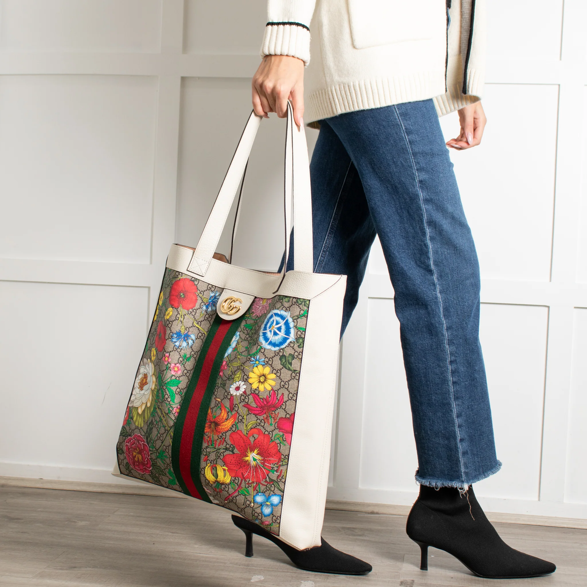 Gucci Ophidia Floral GG Supreme Large Tote Bag - Image 7