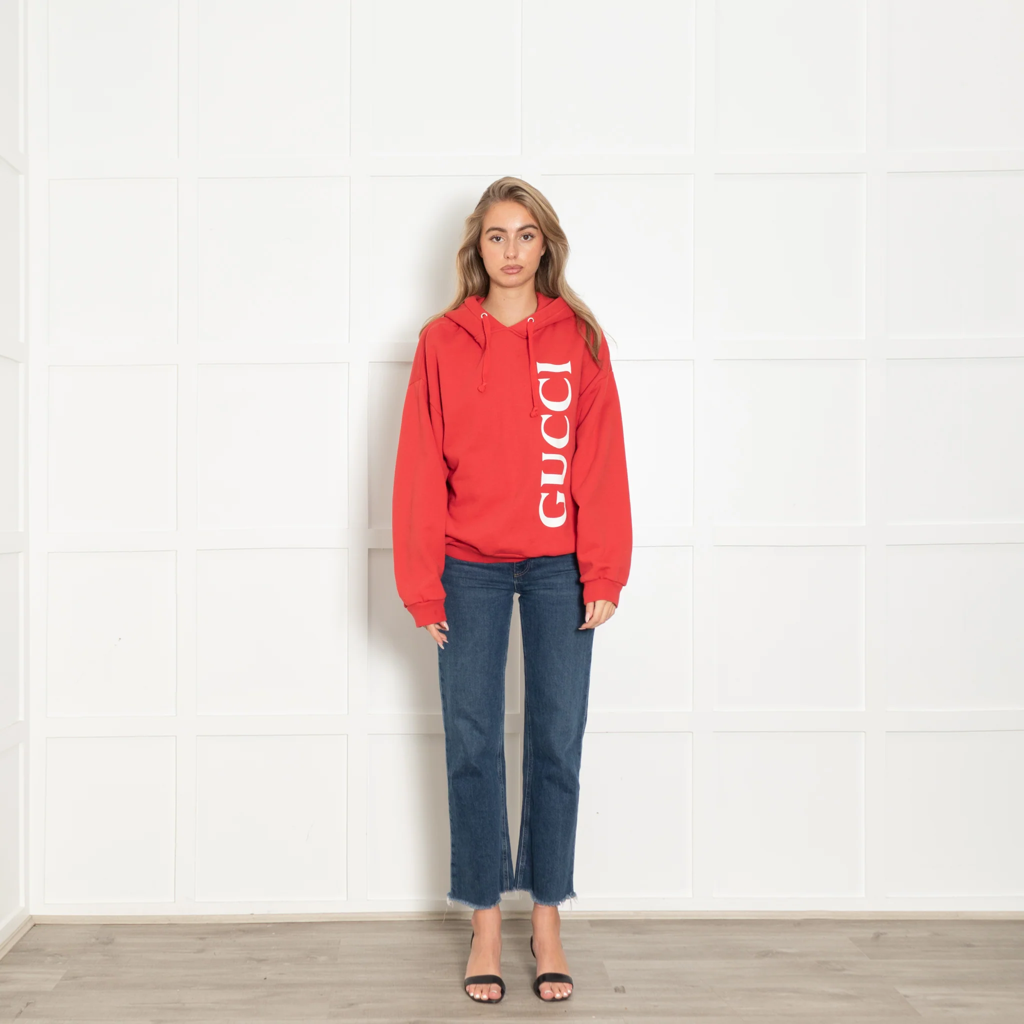 Gucci Red Verticle Logo Hoody