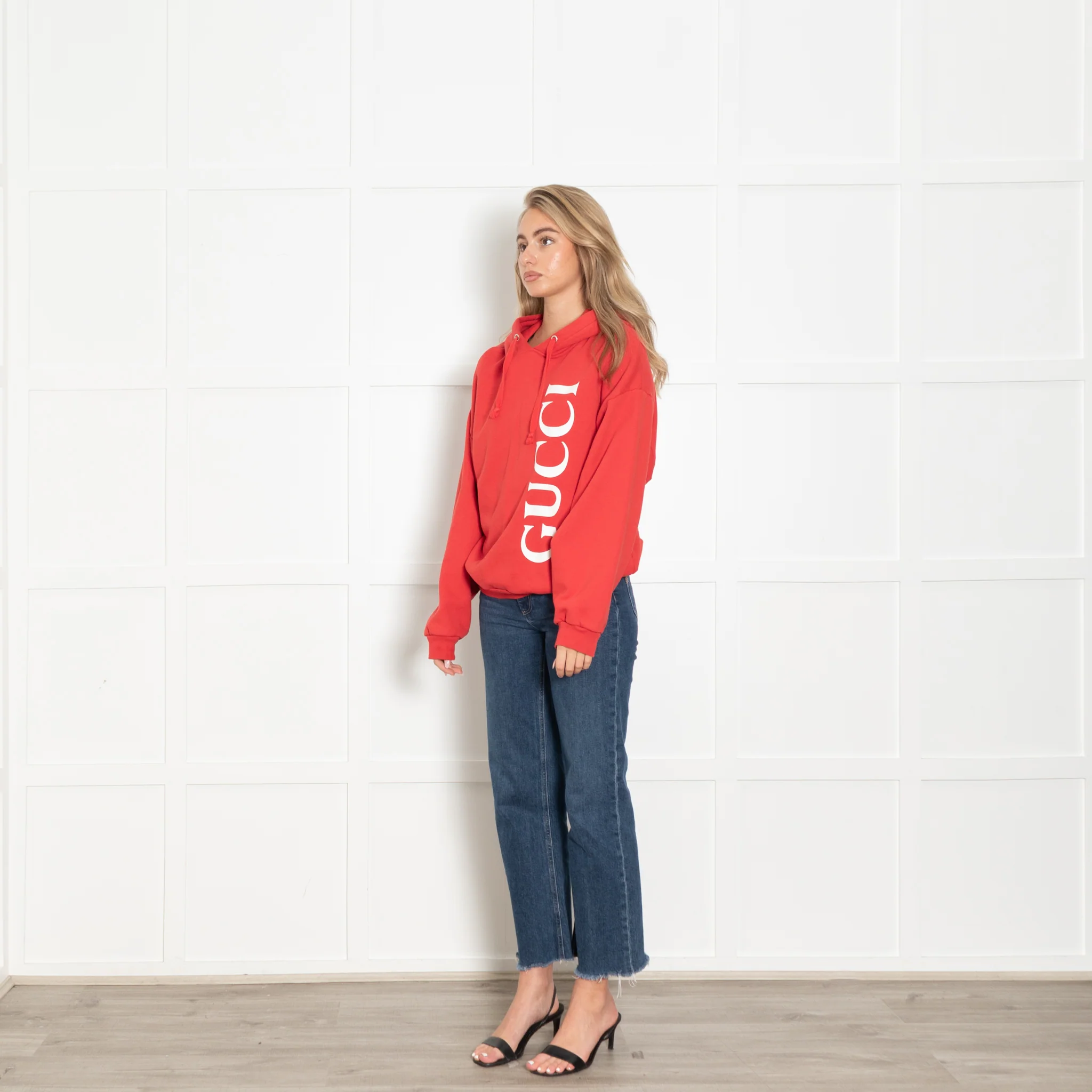 Gucci Red Verticle Logo Hoody - Image 3