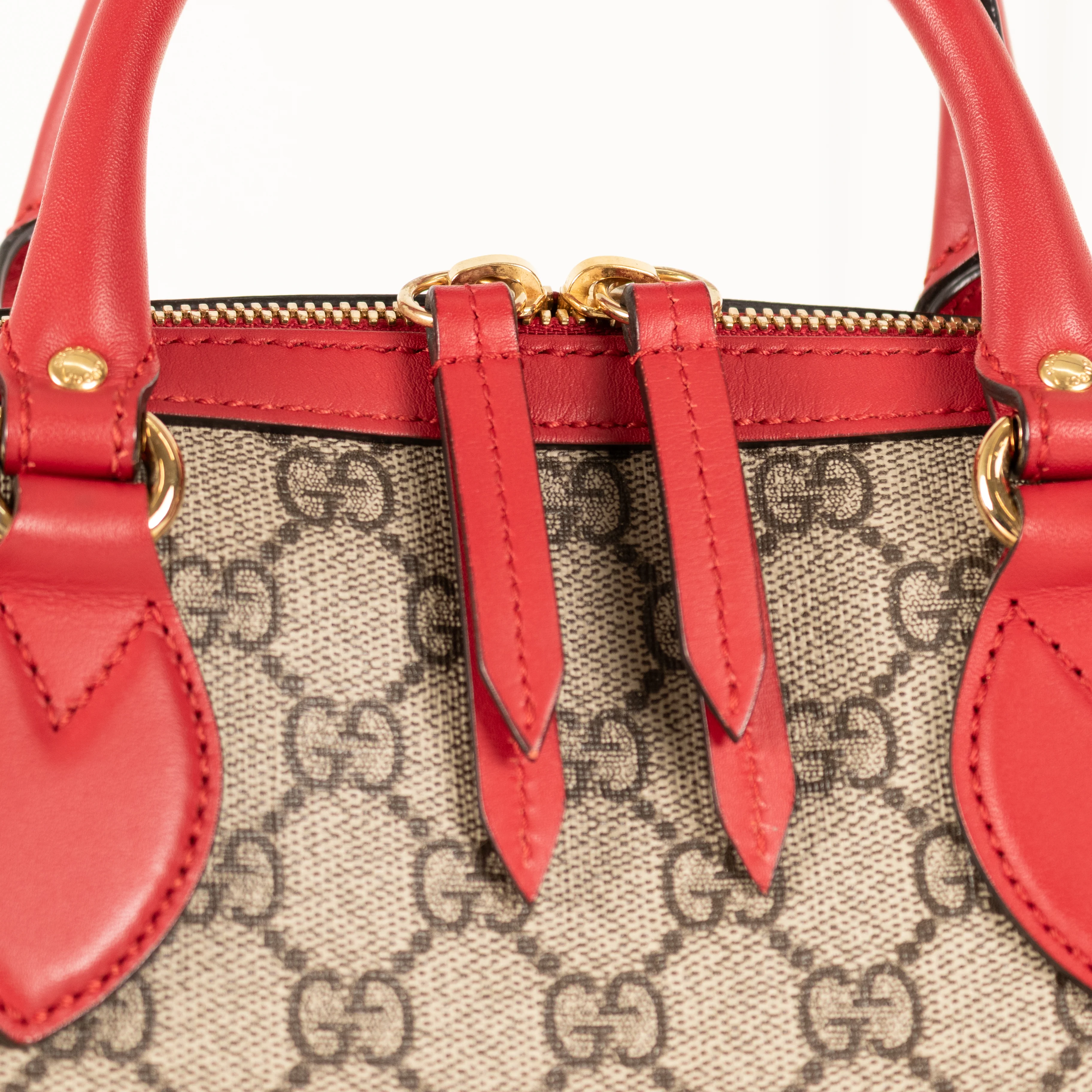 Gucci Supreme Red Trim Embellished 2 Way Bag - Image 12