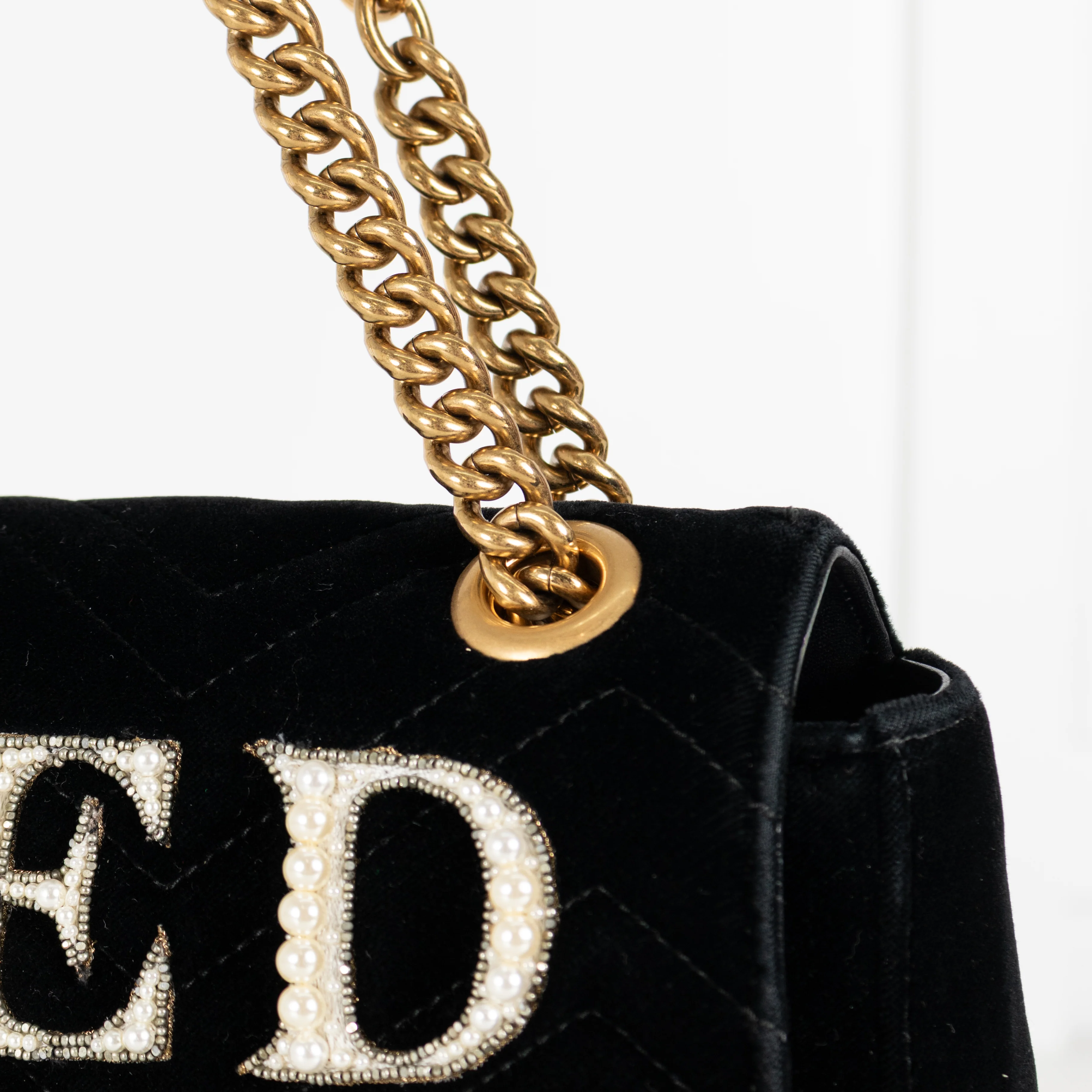 Gucci Velvet 'Loved' Large Black Marmont Shoulder Bag - Image 10