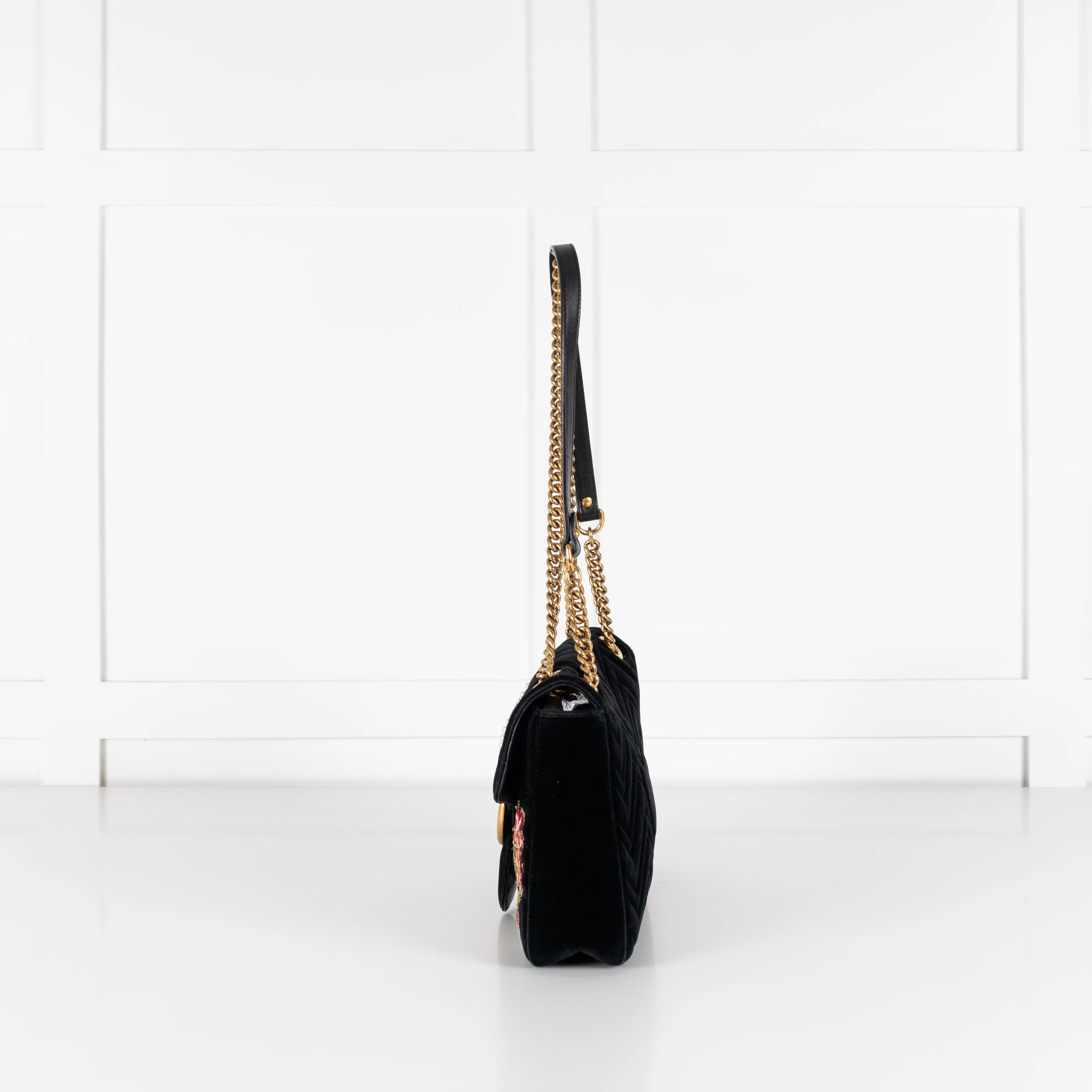 Gucci Velvet 'Loved' Large Black Marmont Shoulder Bag - Image 3