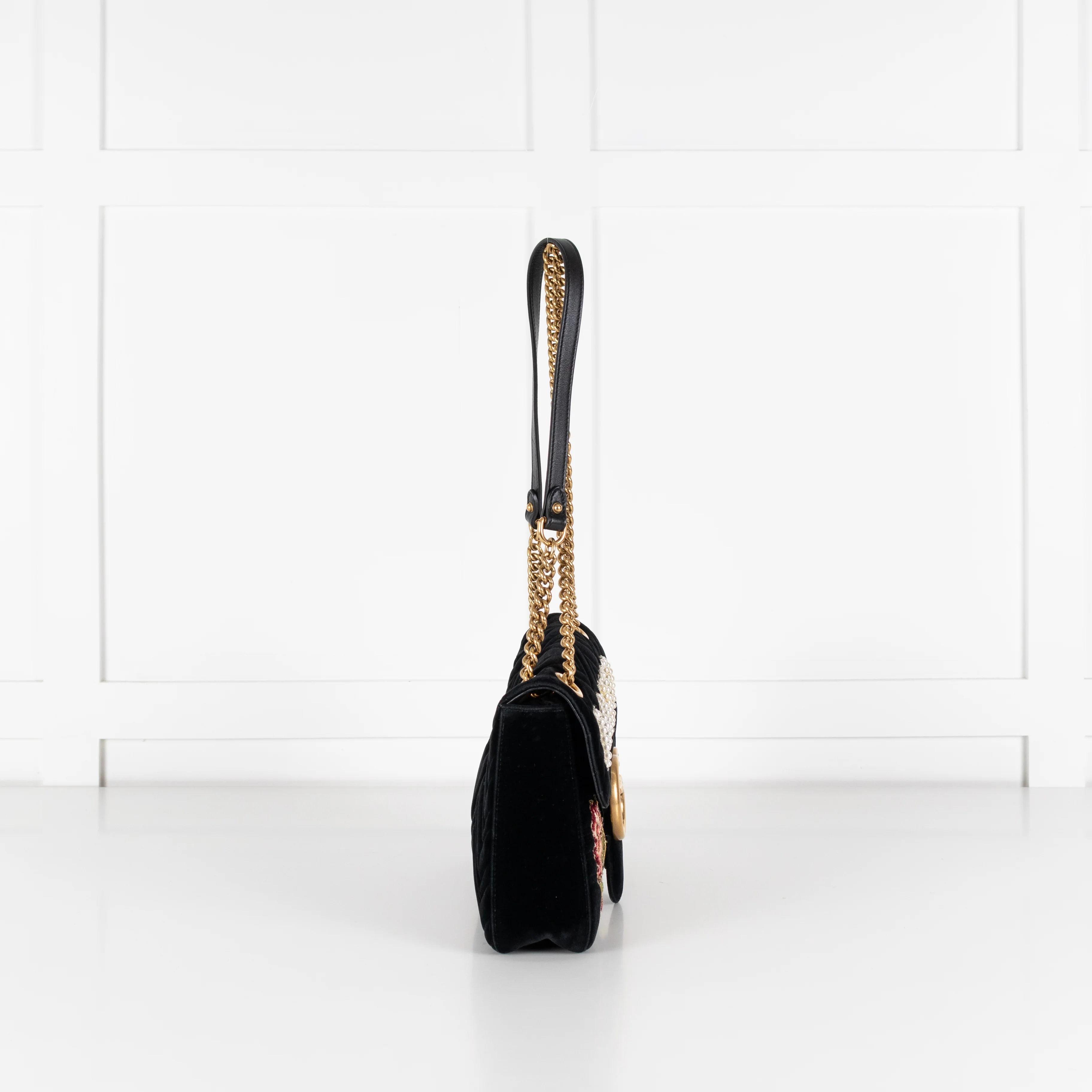 Gucci Velvet 'Loved' Large Black Marmont Shoulder Bag - Image 7
