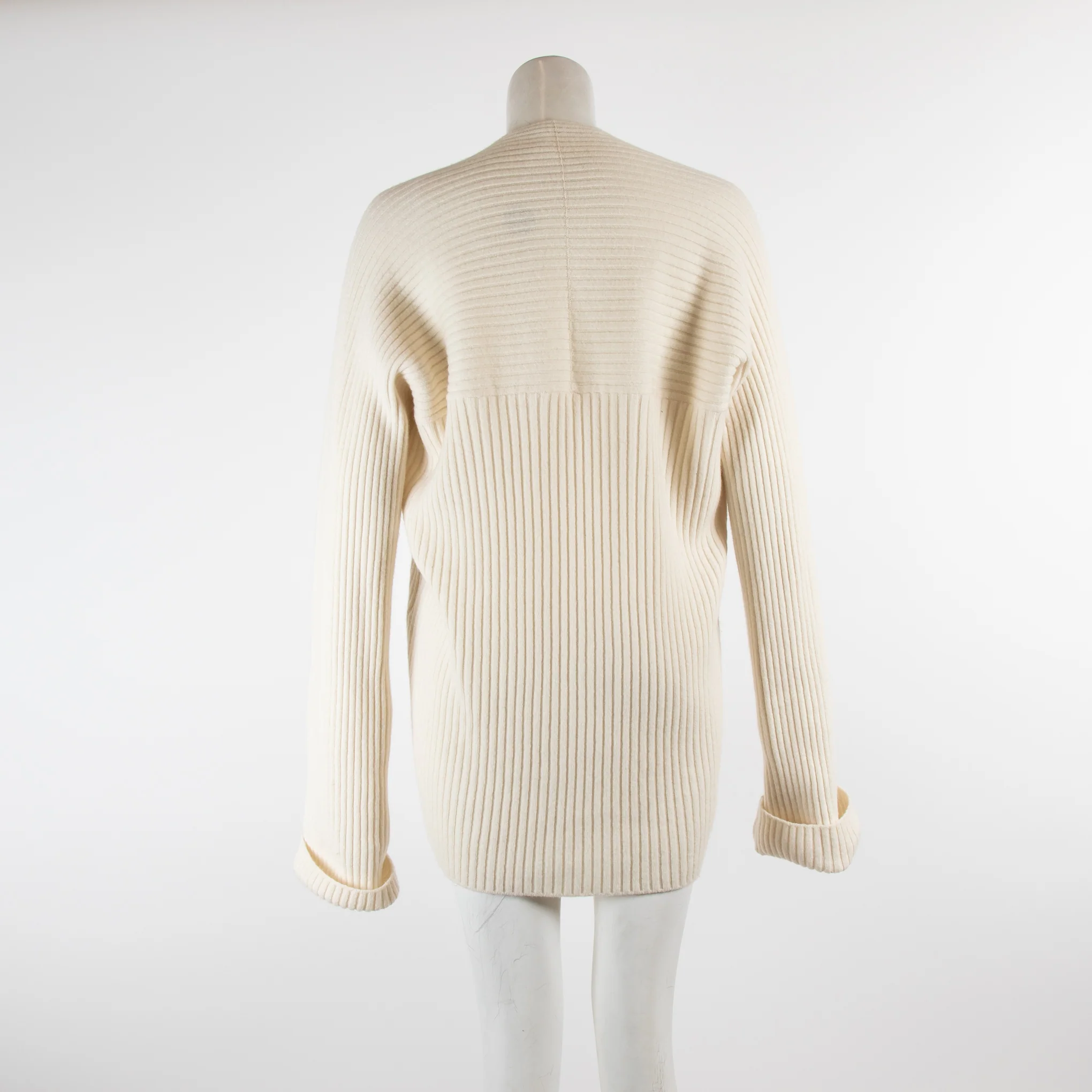 Haider Ackerman Cream Ribbed Cashmere Jumper - Image 3