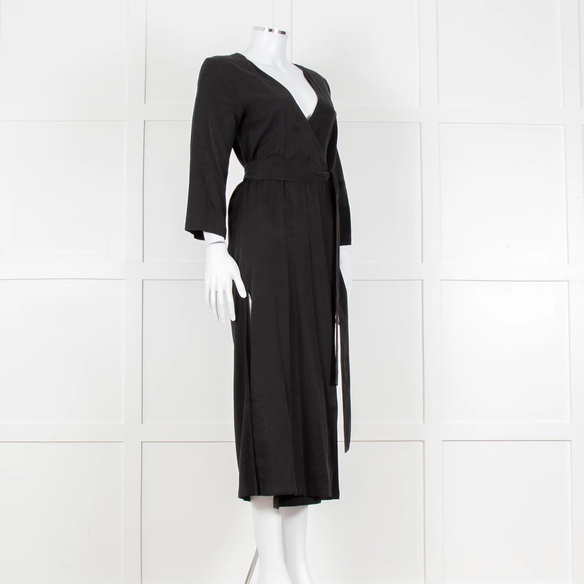 Haight Black Wrap Dress with 3/4 Sleeves - Image 2