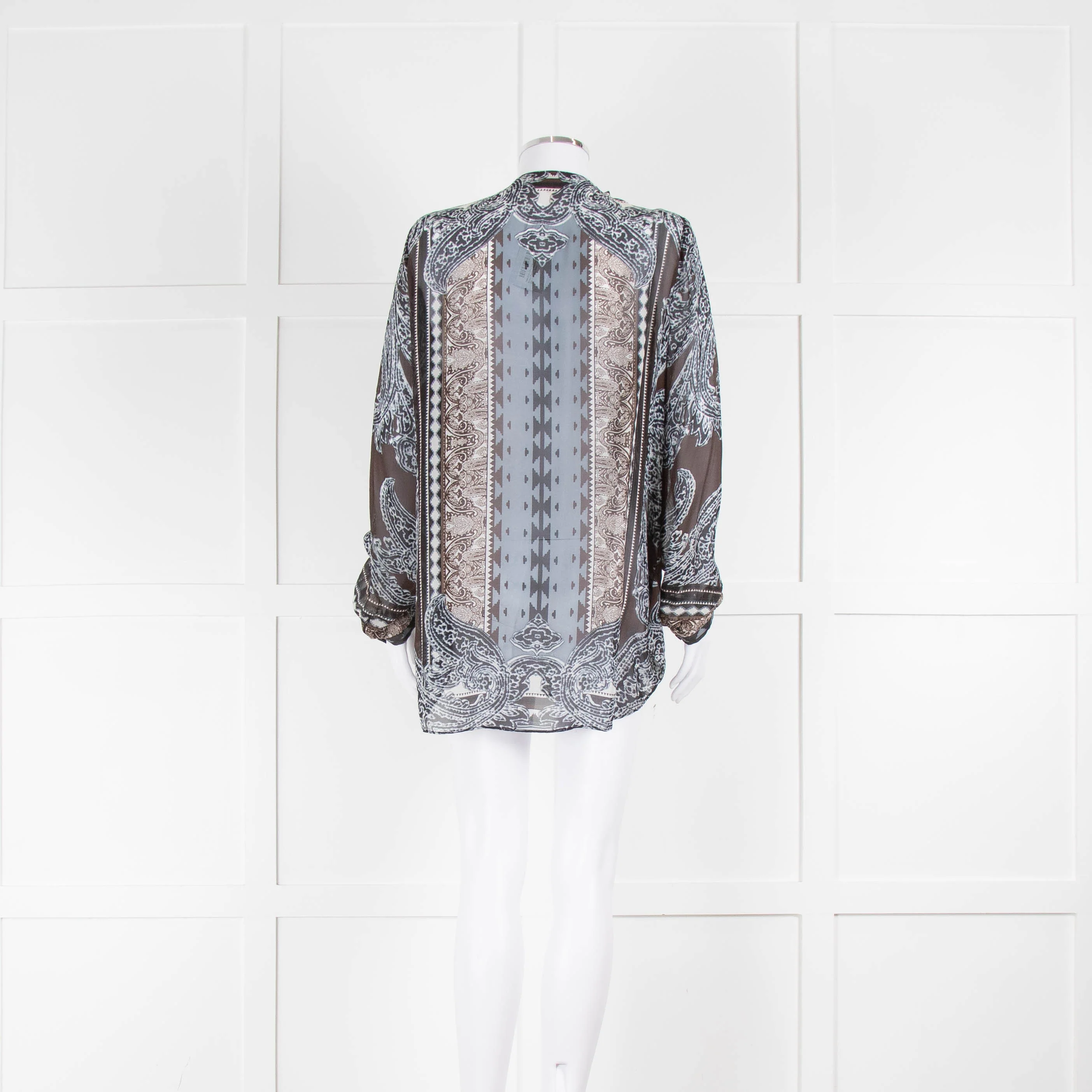 Hale Bob Grey And Brown Paisley Jewelled Silk - Image 3