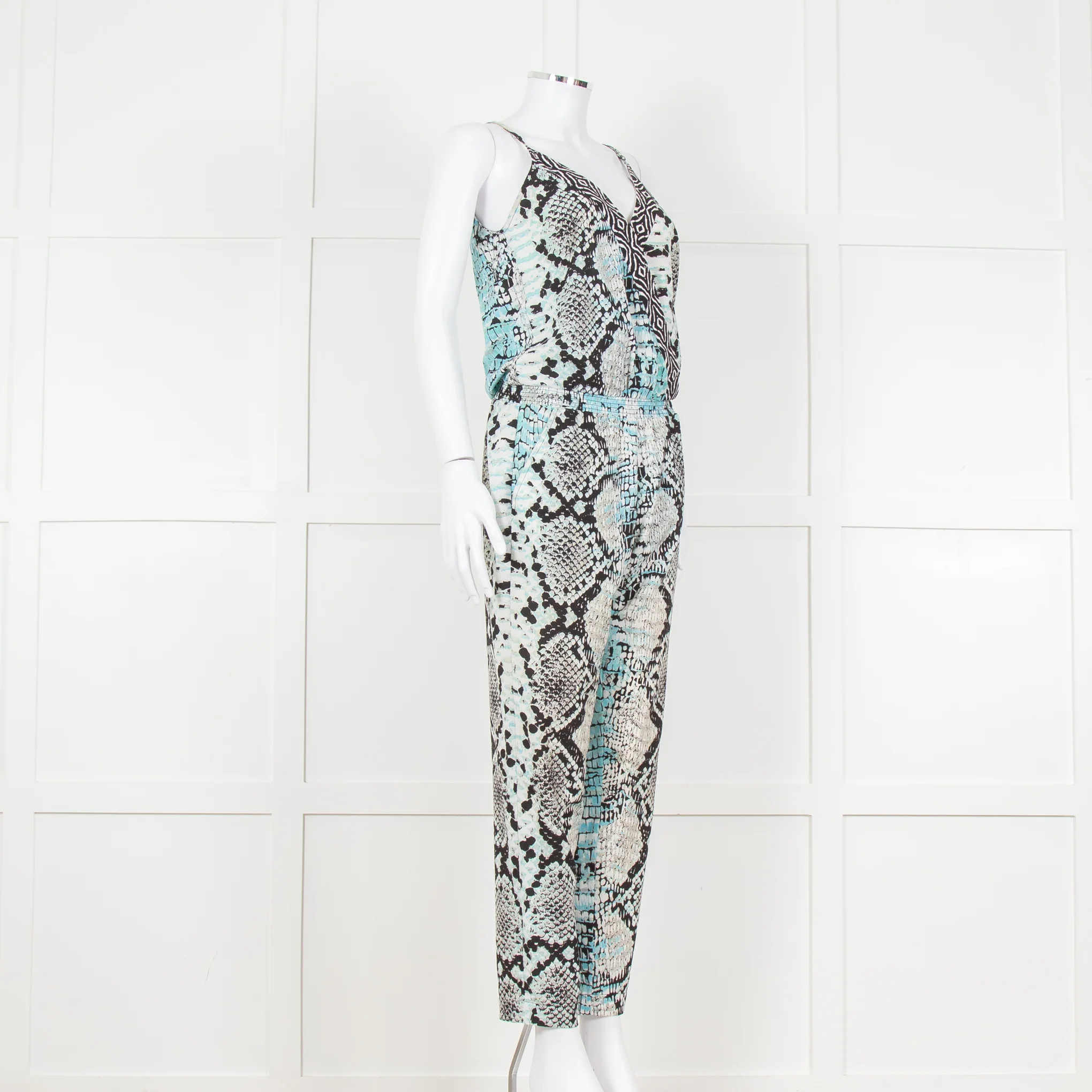 Hale Bob Turquoise Snake Print V Neck Jumpsuit - Image 2
