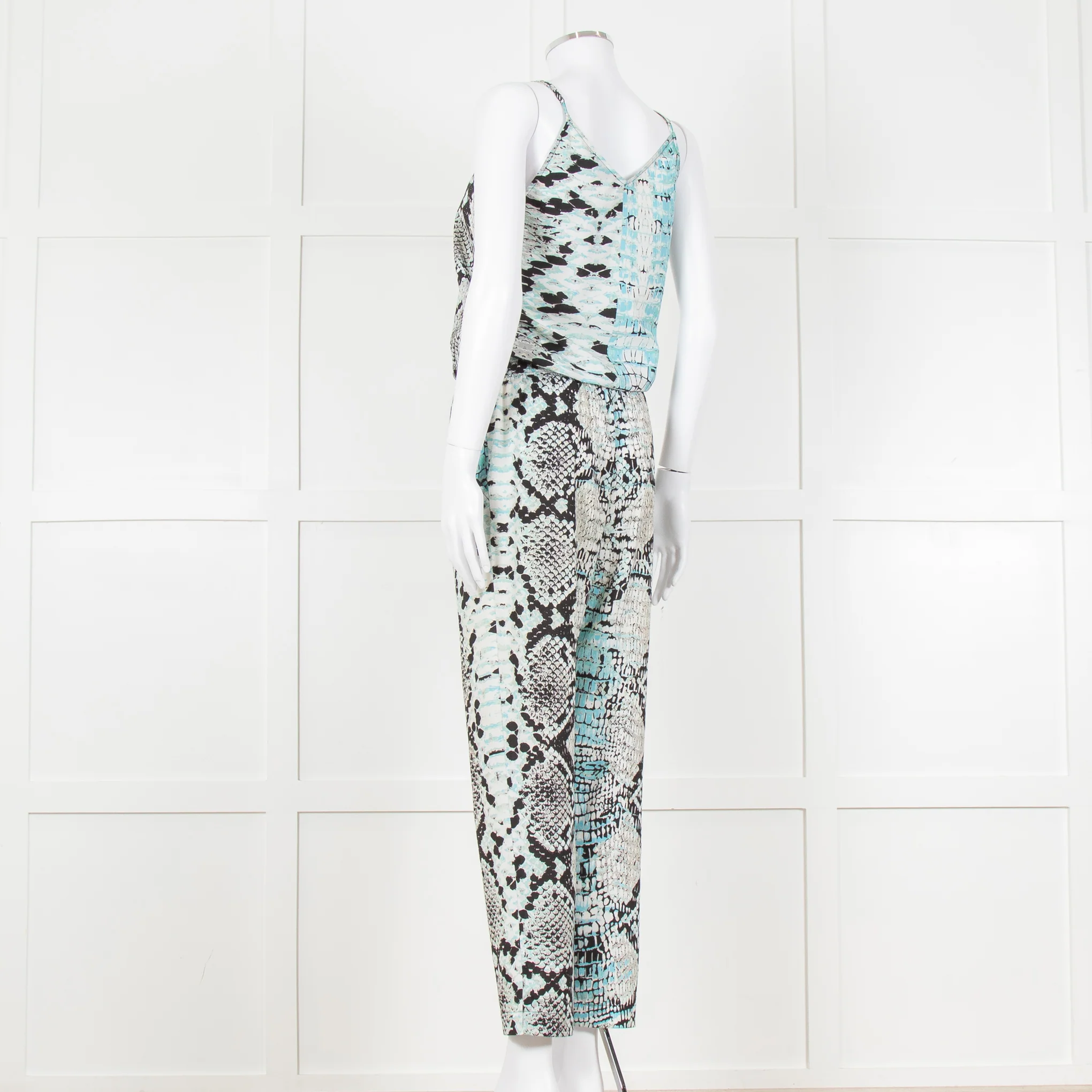 Hale Bob Turquoise Snake Print V Neck Jumpsuit - Image 6