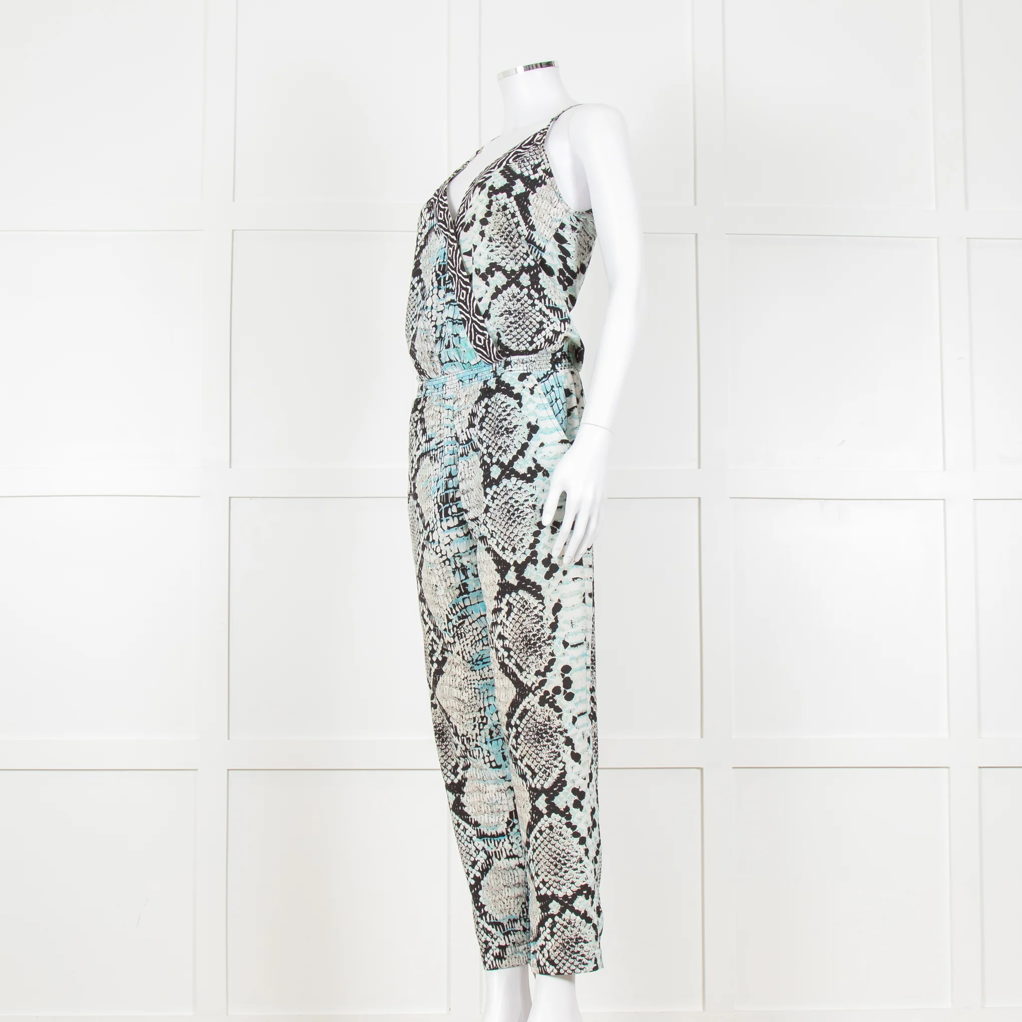 Hale Bob Turquoise Snake Print V Neck Jumpsuit - Image 8