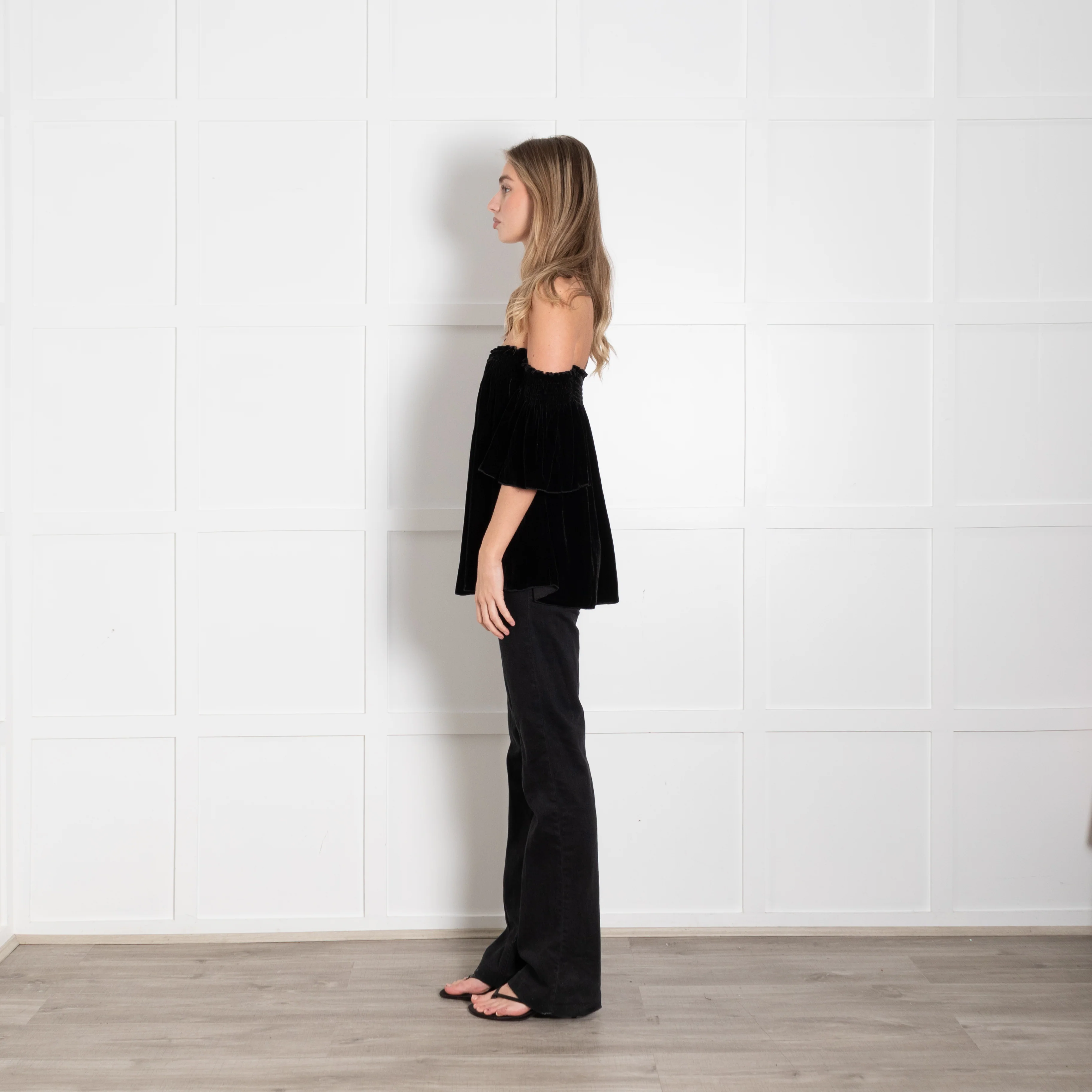 Hale Bob Black Velvet Off The Shoulder Blouse - Image 4