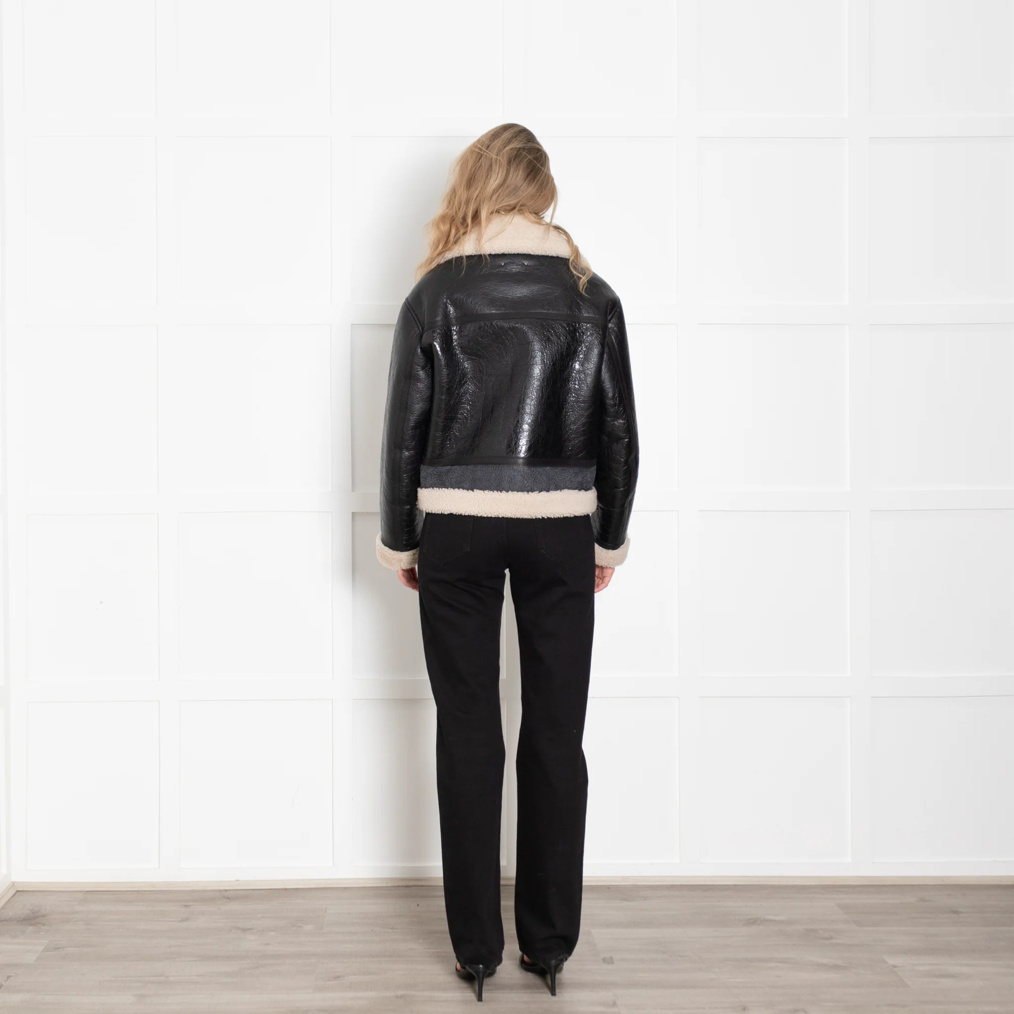 Halfboy Black Aviator Shearling Jacket - Image 5