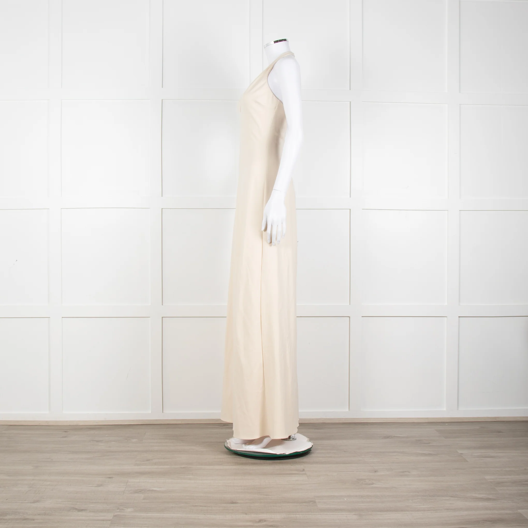 Halston Beige Stretch Halterneck Midi Dress - Image 3
