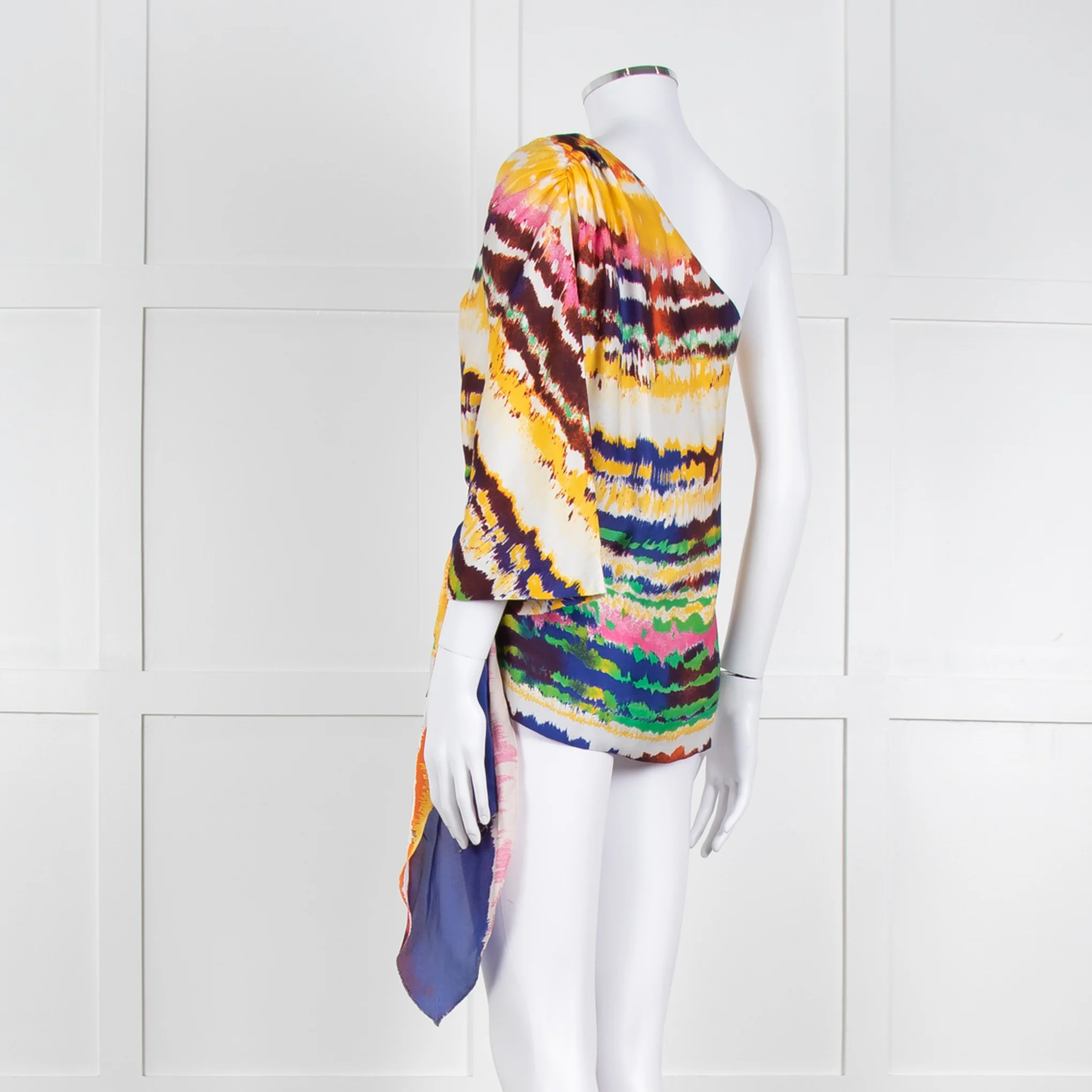 Halston Heritage Multi Coloured Tie Dye One Shoulder Blouse - Image 4