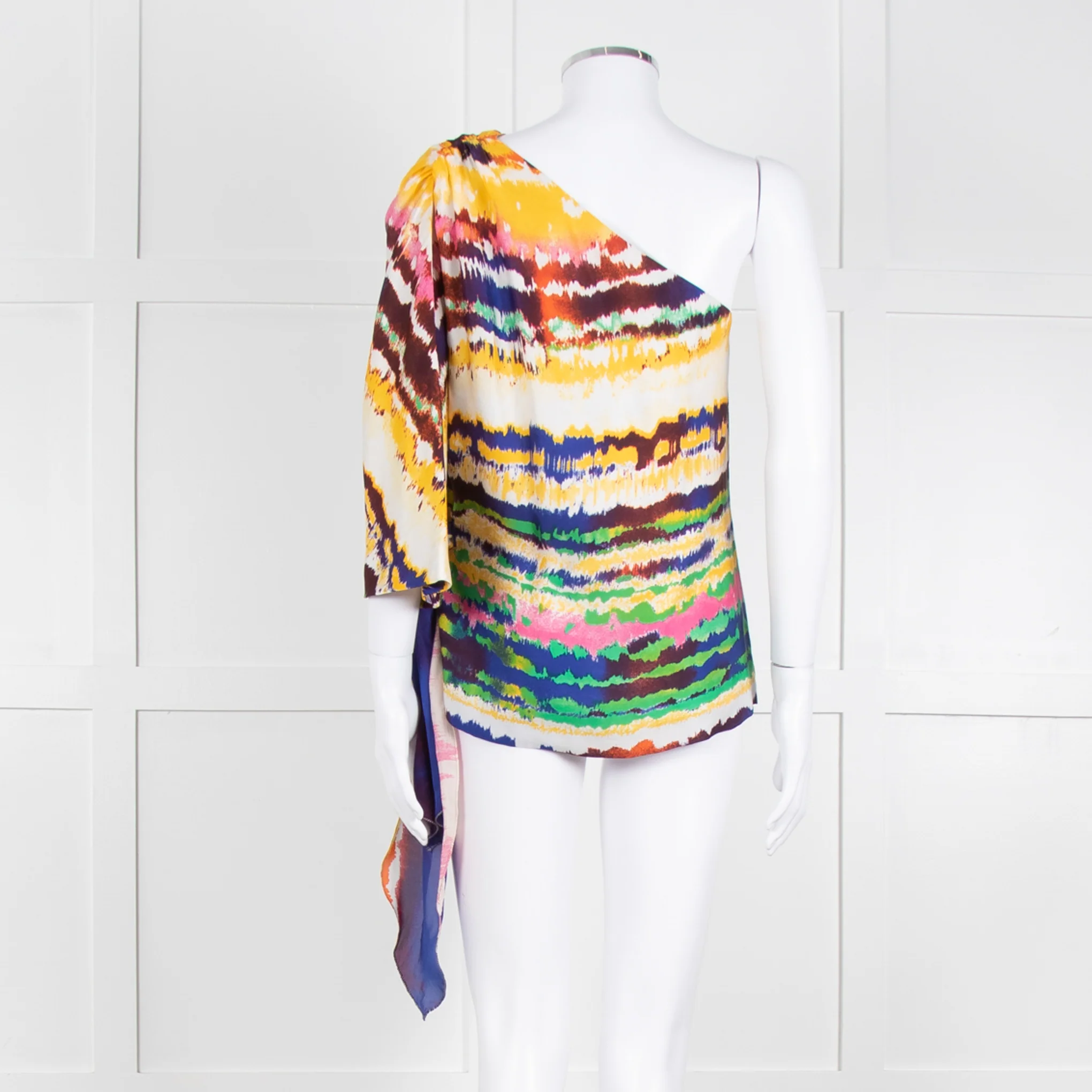 Halston Heritage Multi Coloured Tie Dye One Shoulder Blouse - Image 5