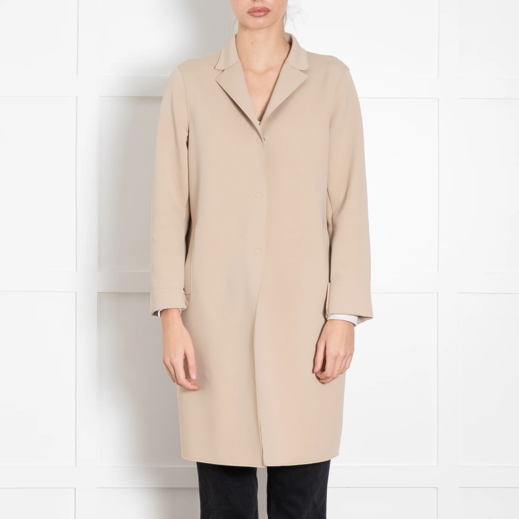 Harris Wharf Beige Polyamide Mix Coat - Image 2
