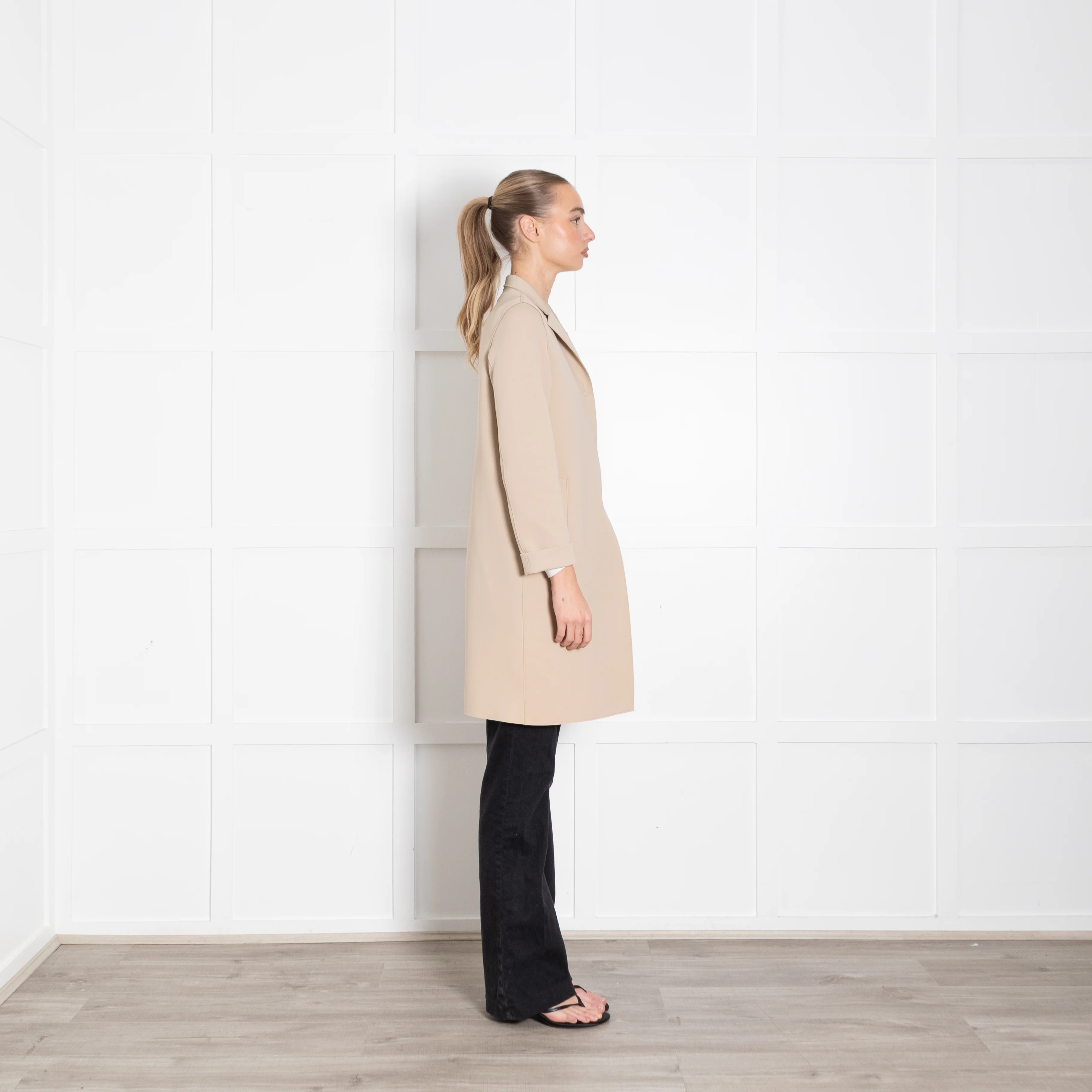 Harris Wharf Beige Polyamide Mix Coat - Image 6
