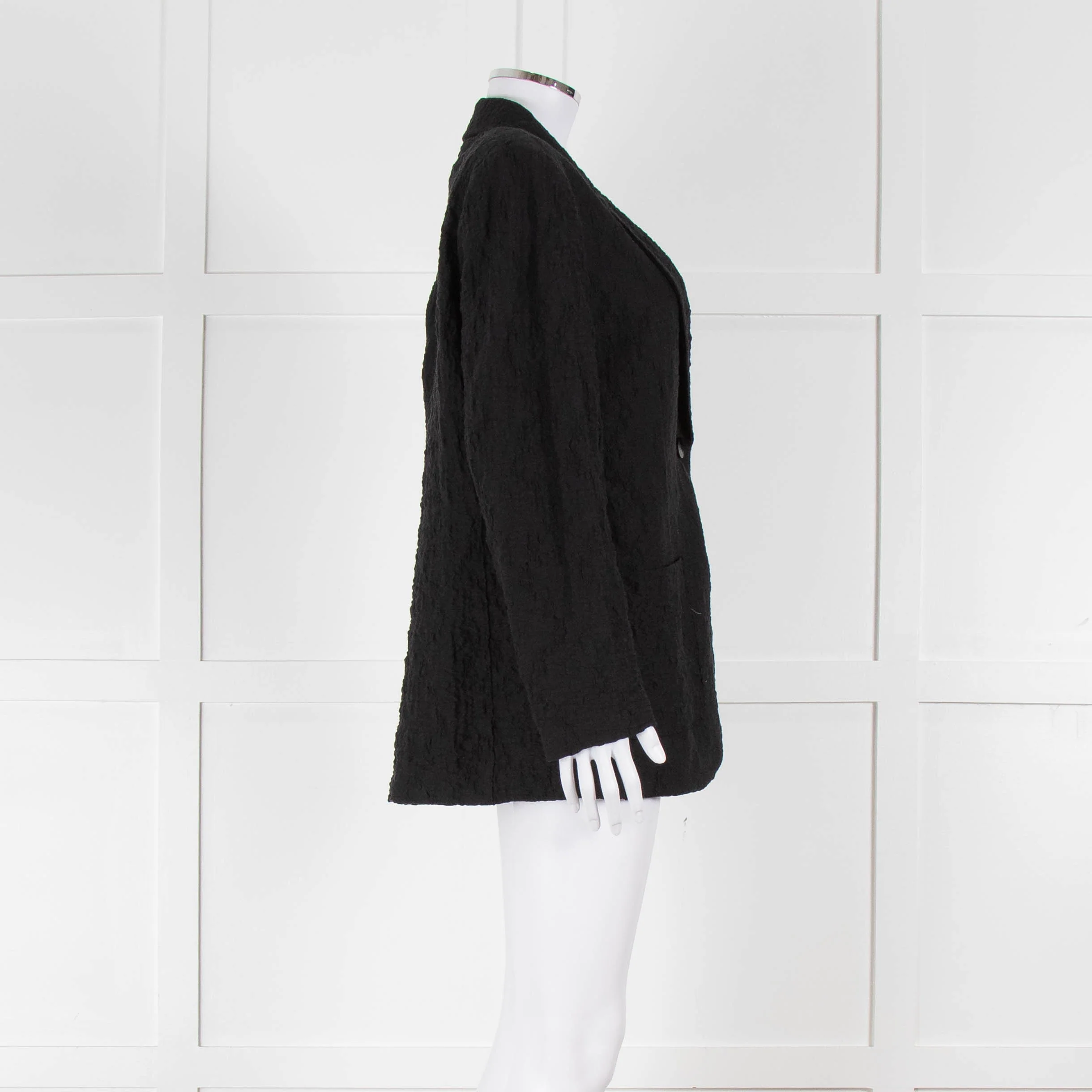 Harris Wharf London Black Textured Cotton Blend Oversized Blazer - Image 3
