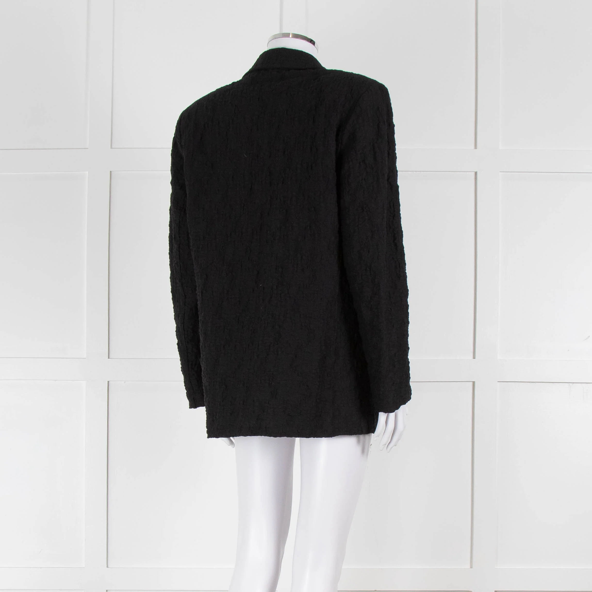 Harris Wharf London Black Textured Cotton Blend Oversized Blazer - Image 4