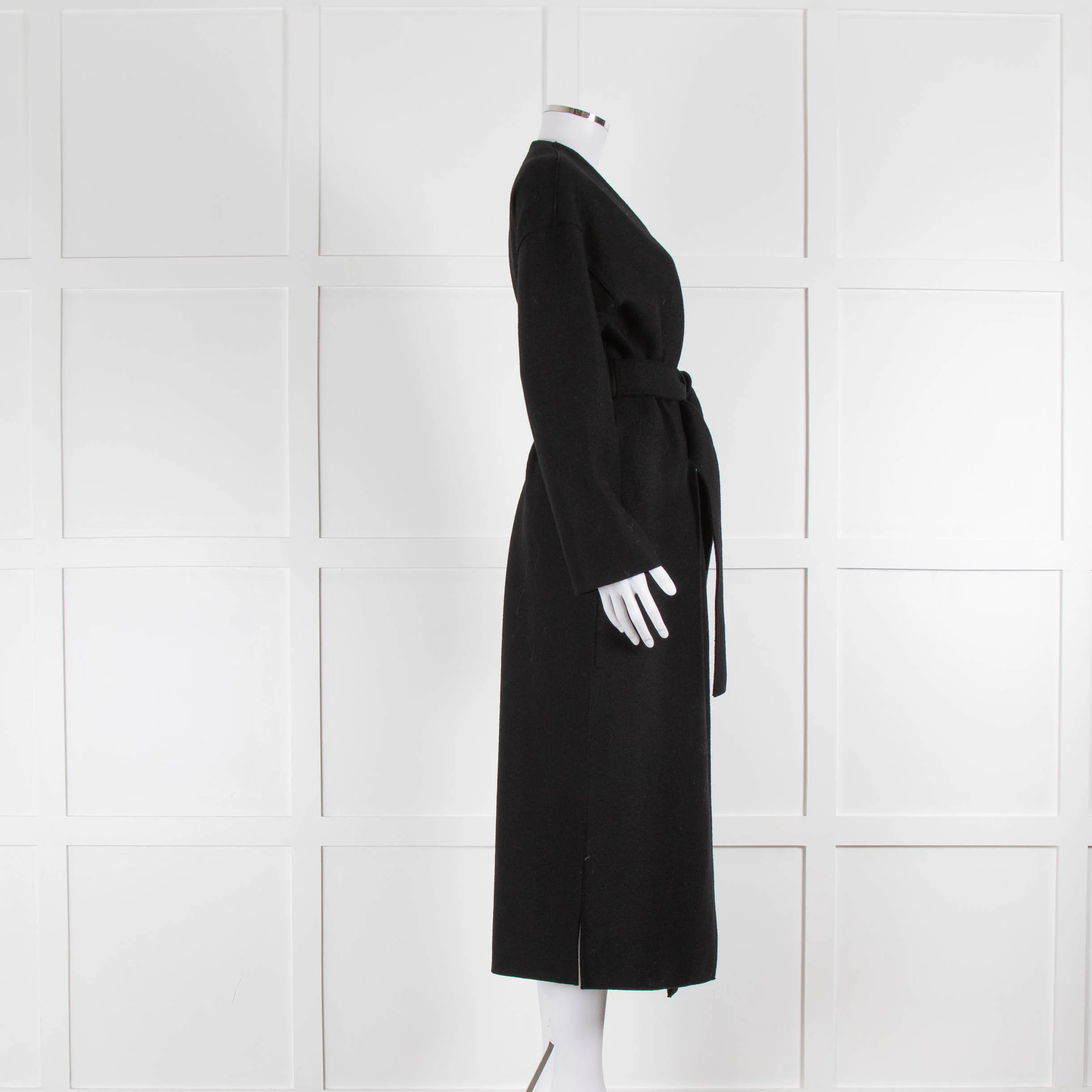Harris Wharf London Black Virgin Wool Belted Maxi Coat - Image 2
