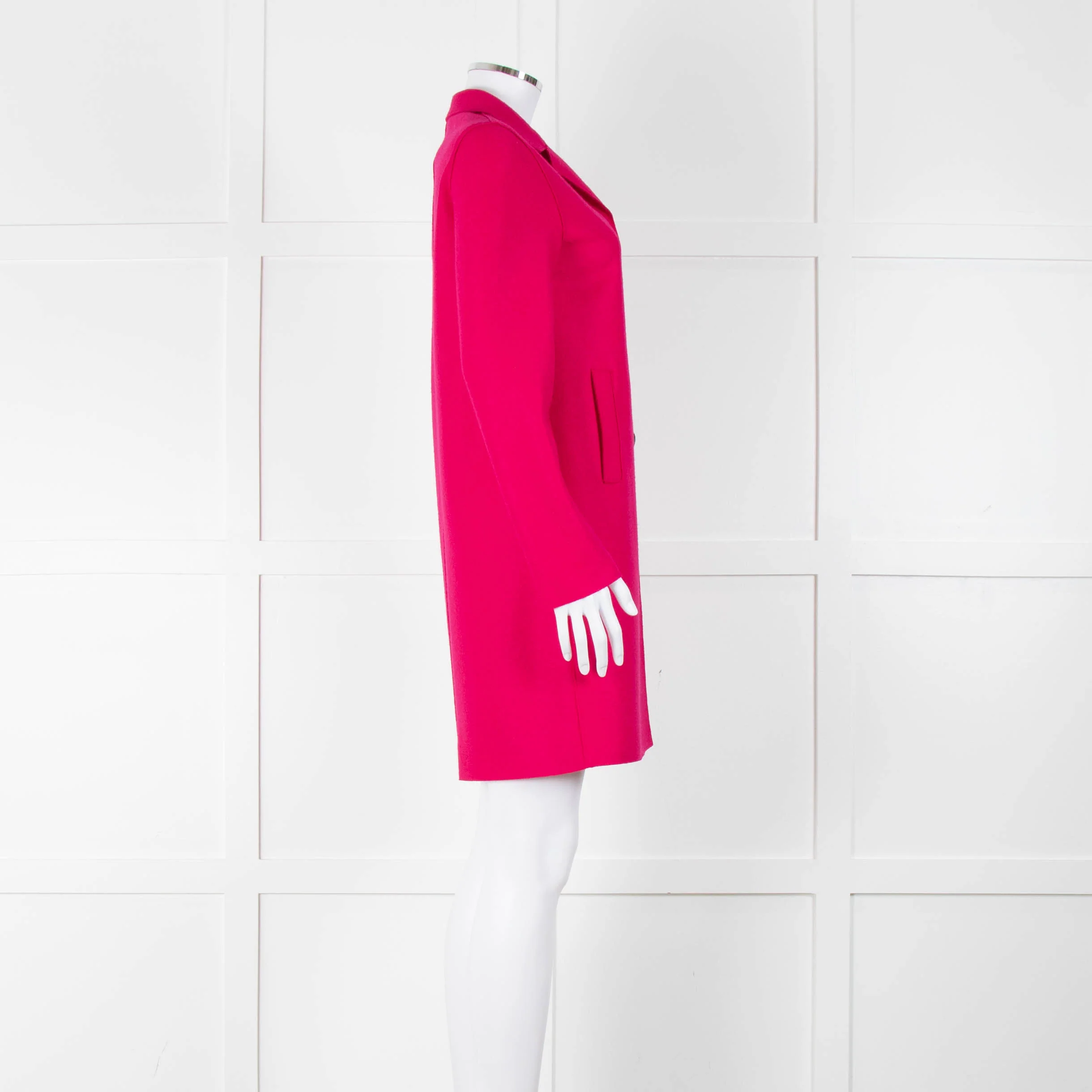 Harris Wharf London Cerise Pink Double Faced Wool Coat - Image 3