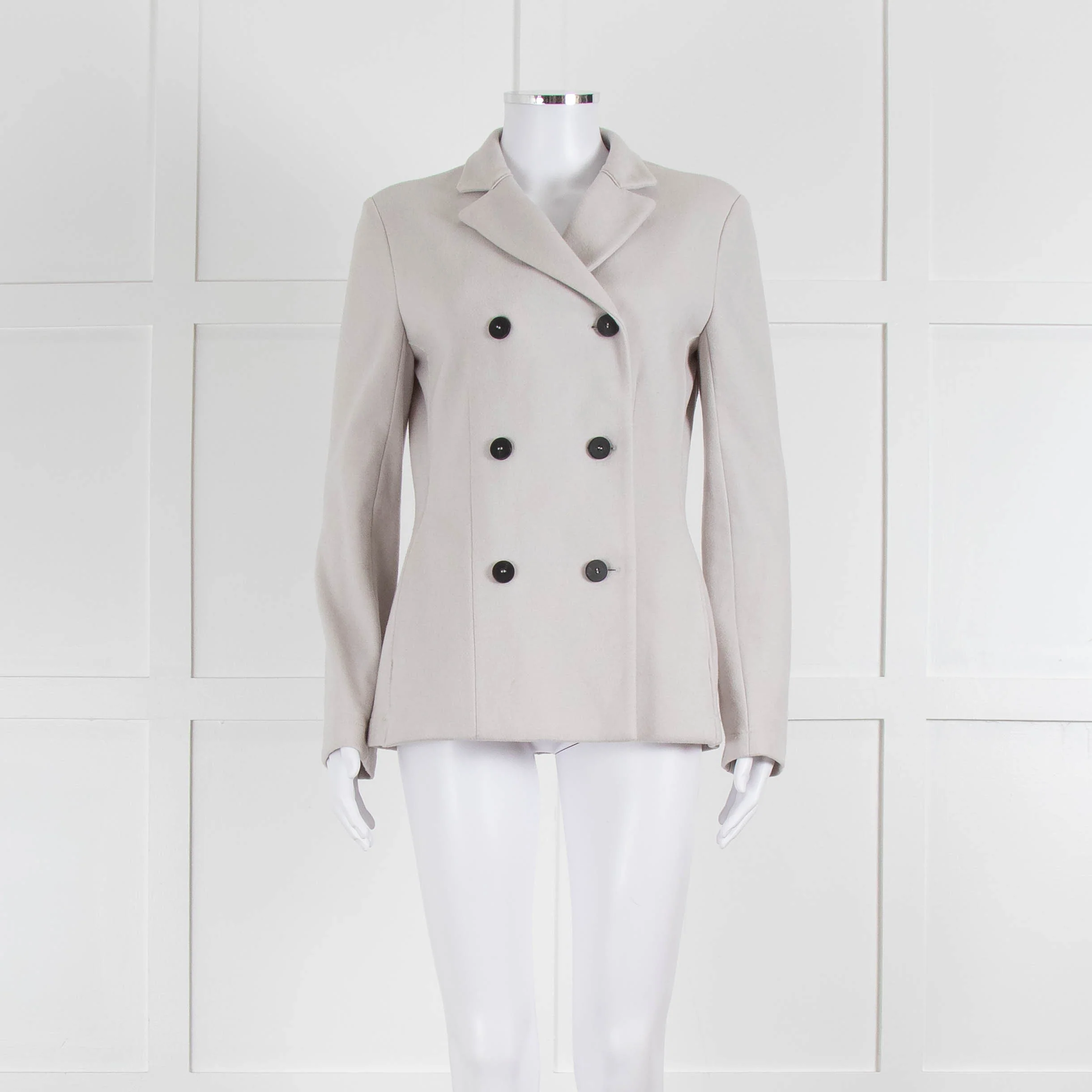 Harris Wharf London Light Grey Soft Cotton Blend Double Breasted Blazer