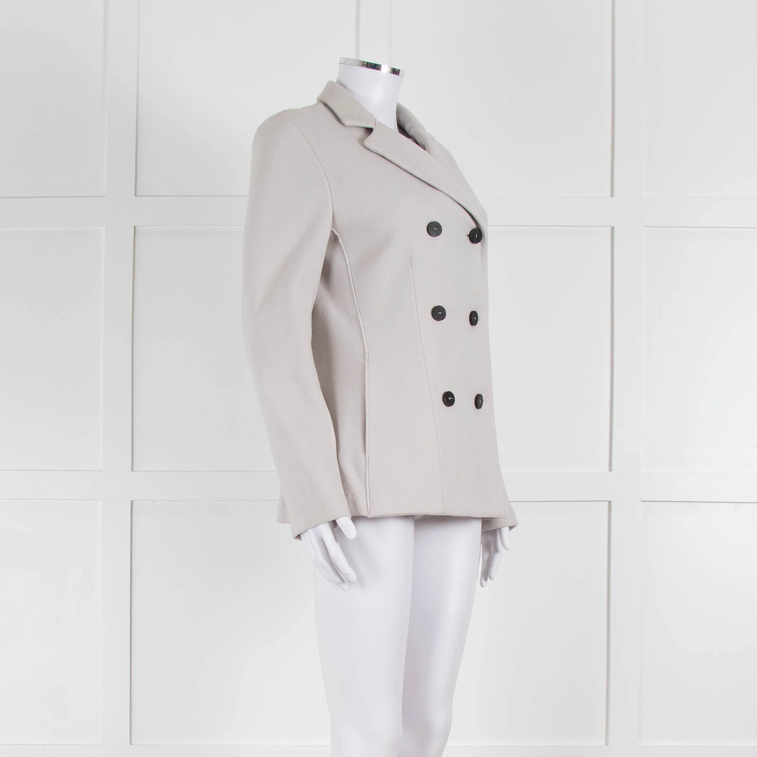 Harris Wharf London Light Grey Soft Cotton Blend Double Breasted Blazer - Image 2