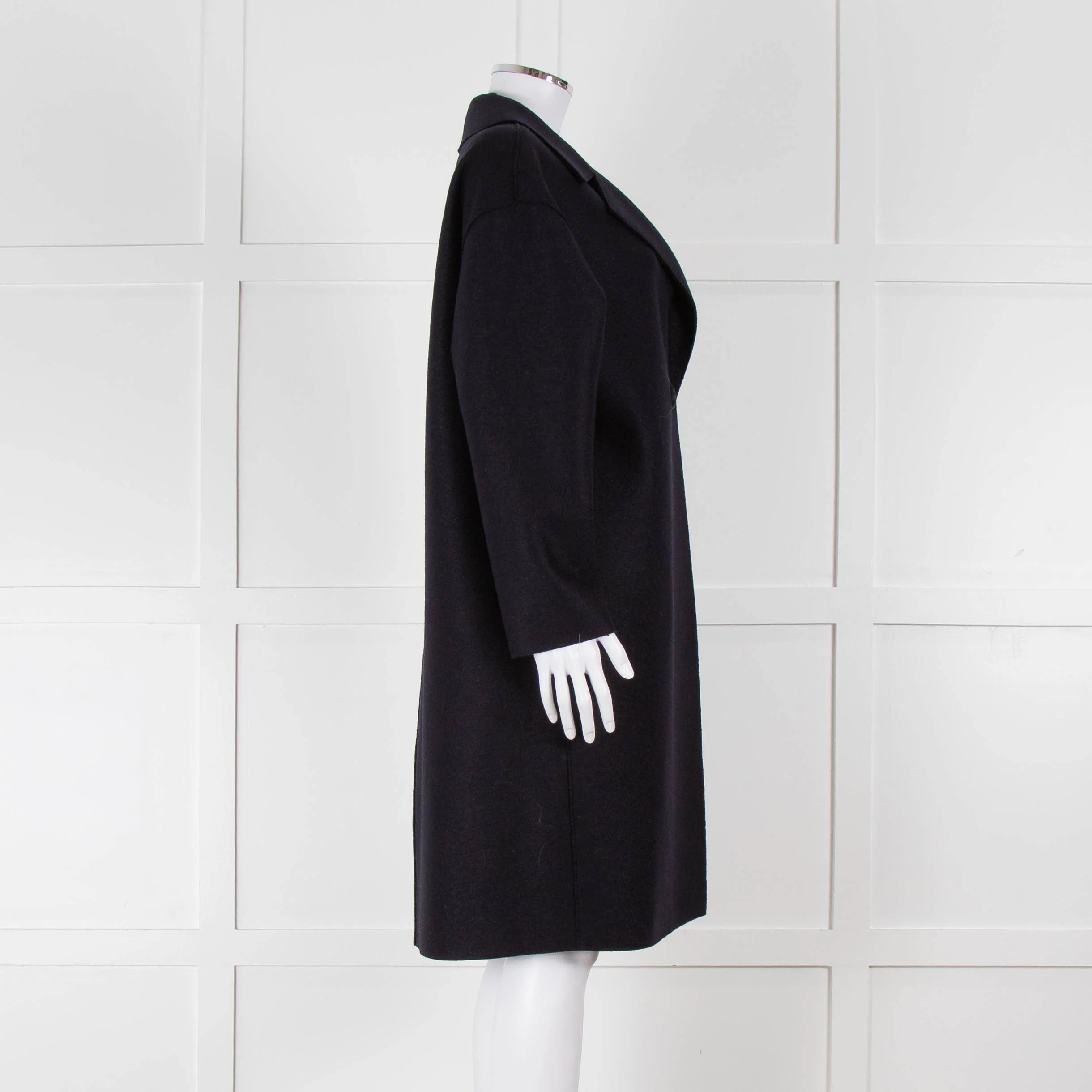 Harris Wharf London Navy Double Breasted Wool Coat - Image 3