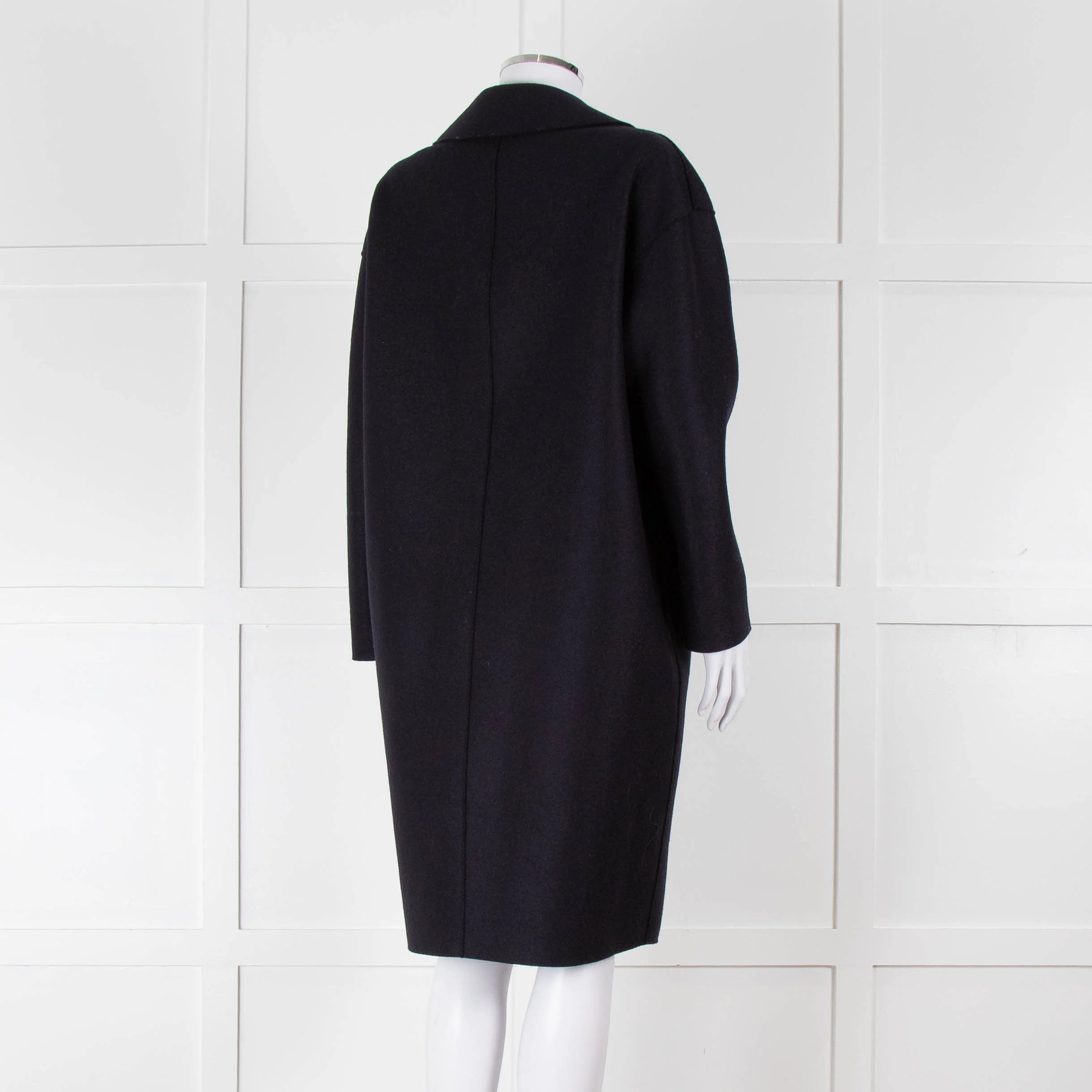 Harris Wharf London Navy Double Breasted Wool Coat - Image 4