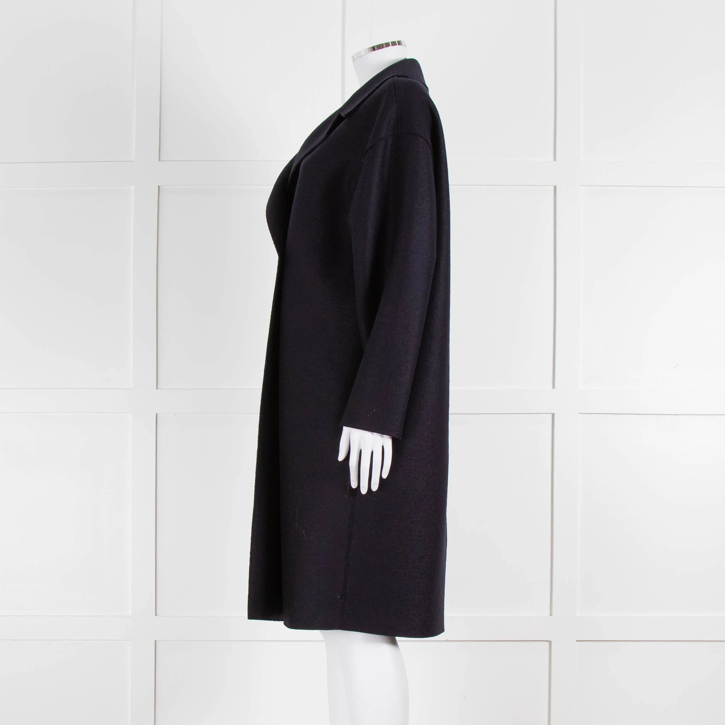 Harris Wharf London Navy Double Breasted Wool Coat - Image 7