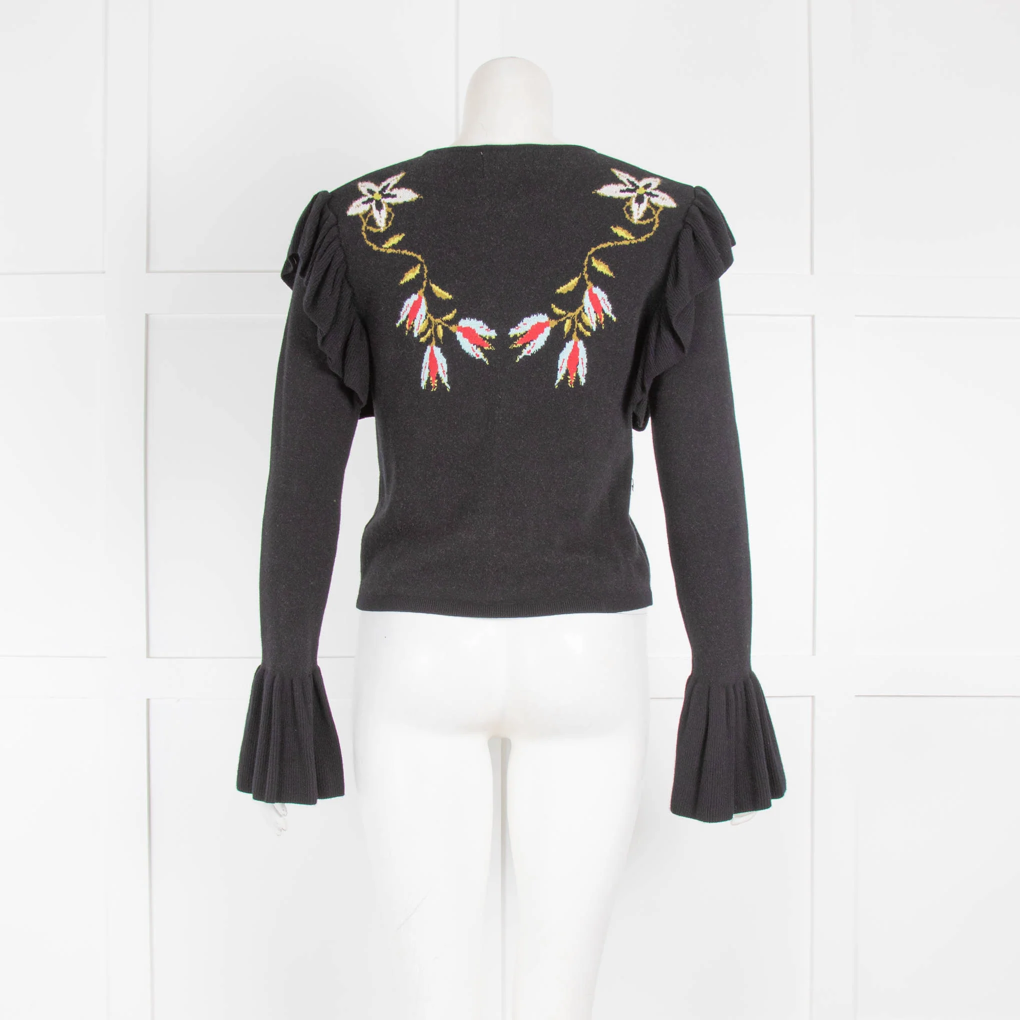 Hayley Menzies Black Knit Jumper with Fluted Sleeves - Image 3