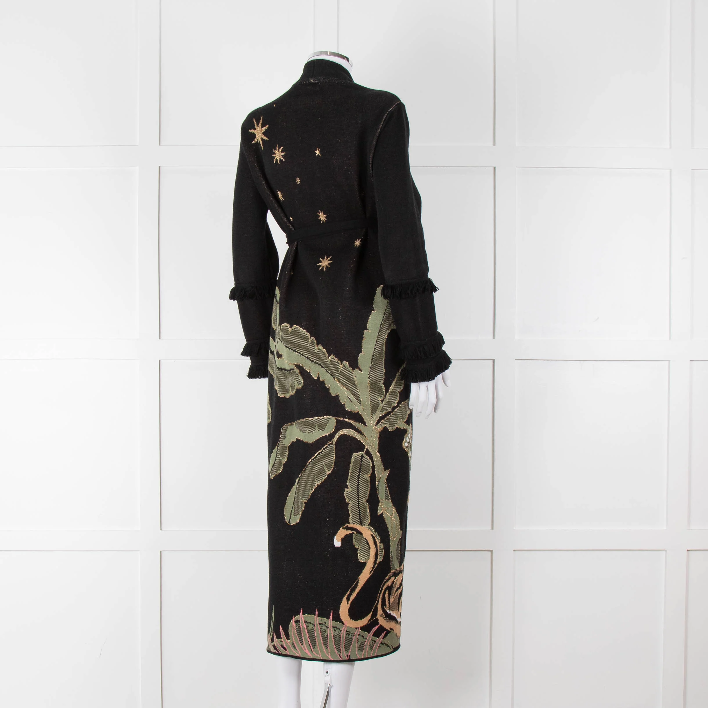 Hayley Menzies Black Tiger Print Full Length Cardigan - Image 4