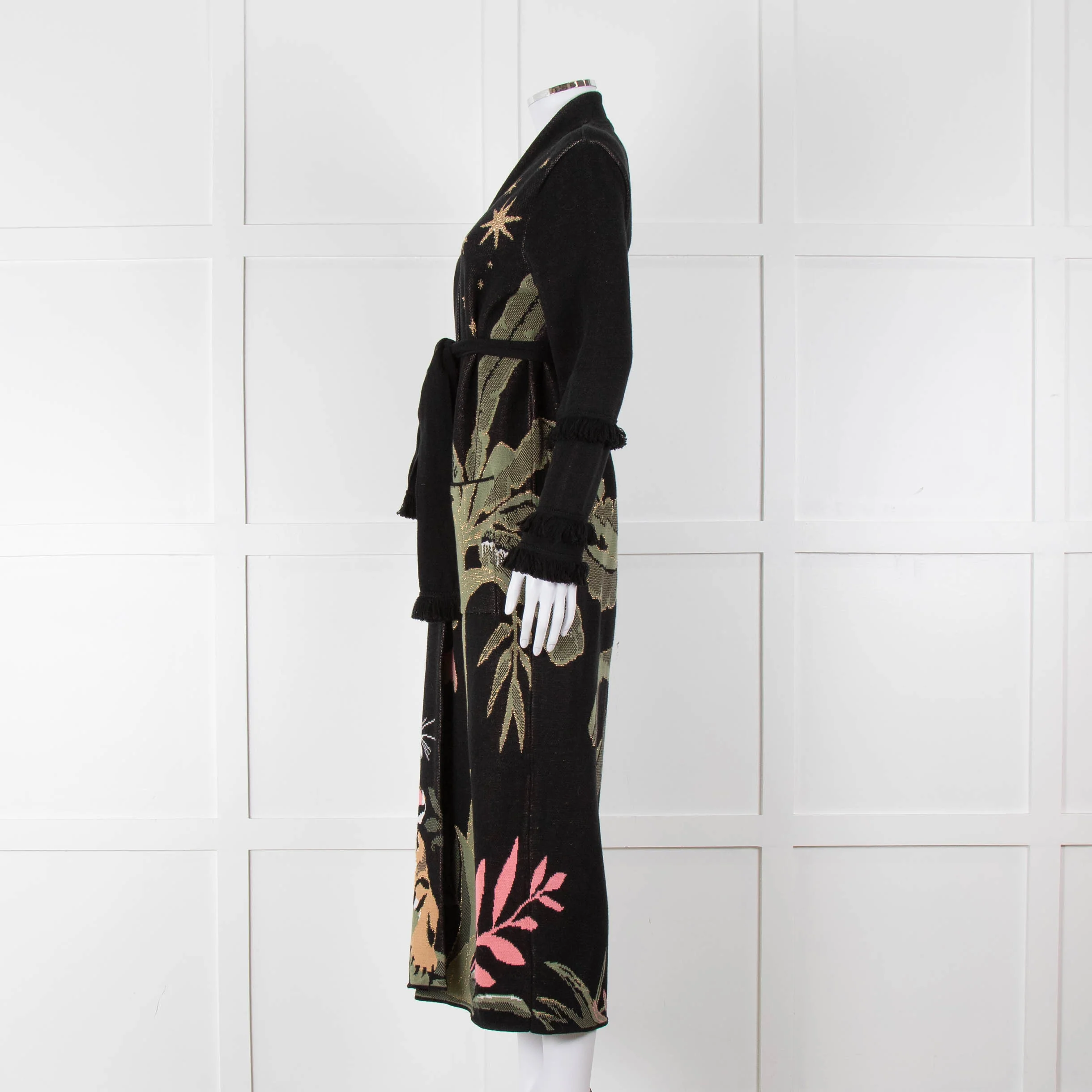 Hayley Menzies Black Tiger Print Full Length Cardigan - Image 7