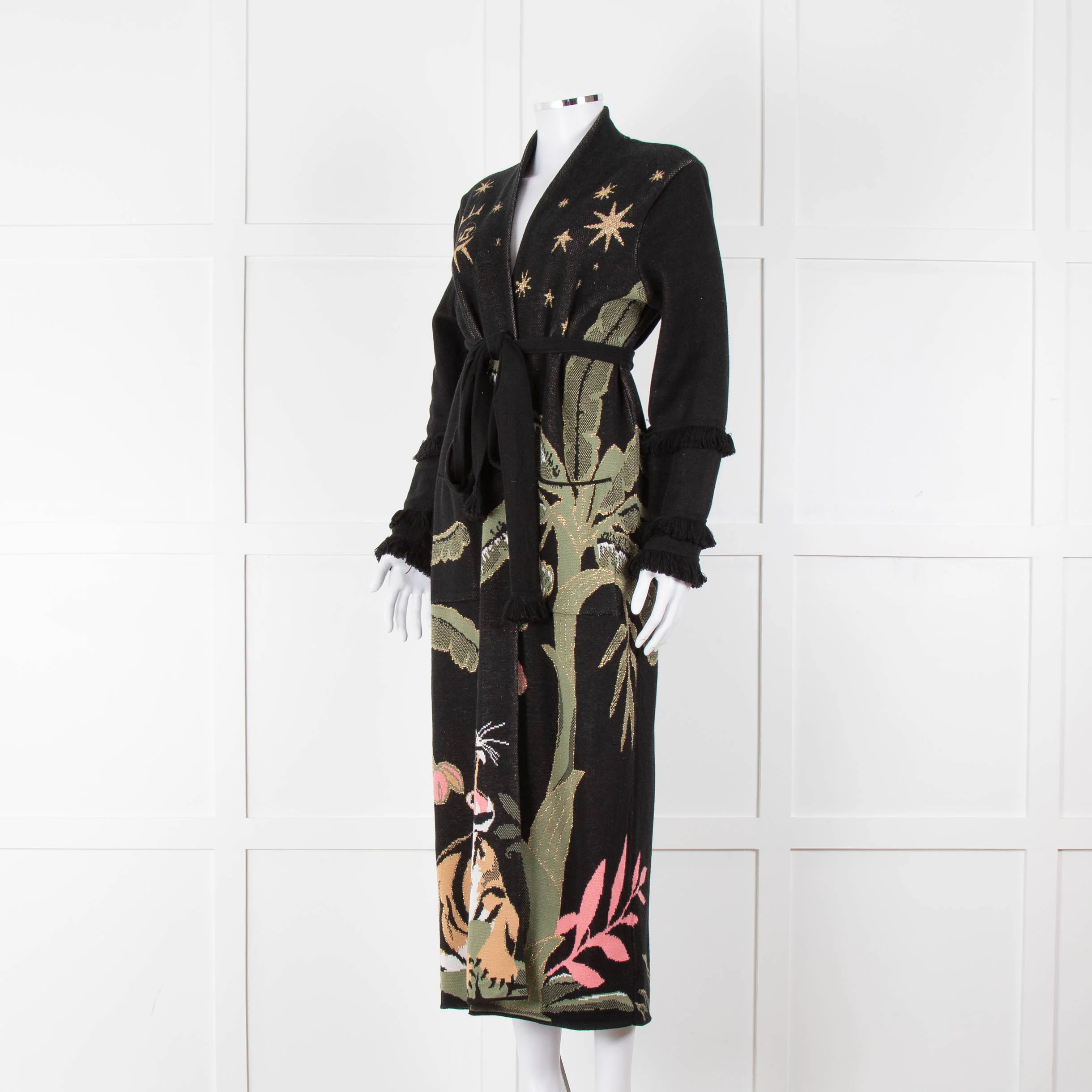 Hayley Menzies Black Tiger Print Full Length Cardigan - Image 8