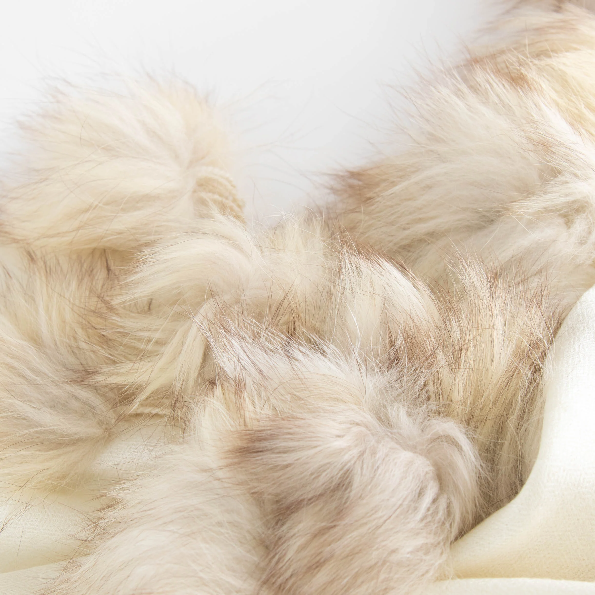 Hayley Menzies Cream 100% Cashmere Scarf With Fur PomPom - Image 6