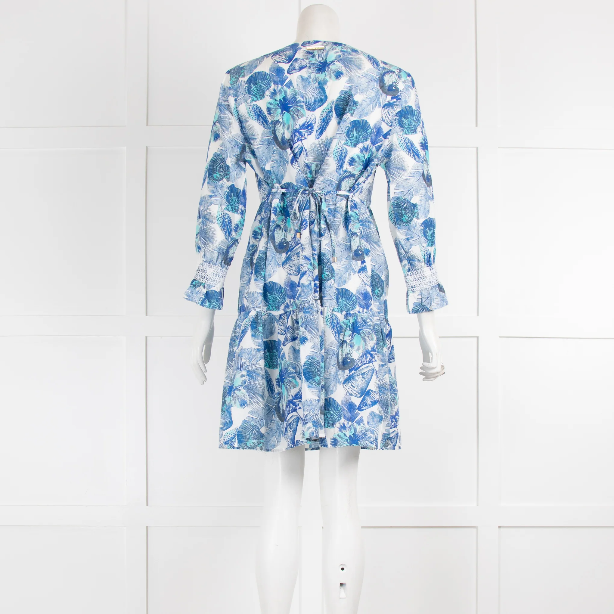 Heidi Klein Blue Patterned Tiered Mini Dress - Image 3