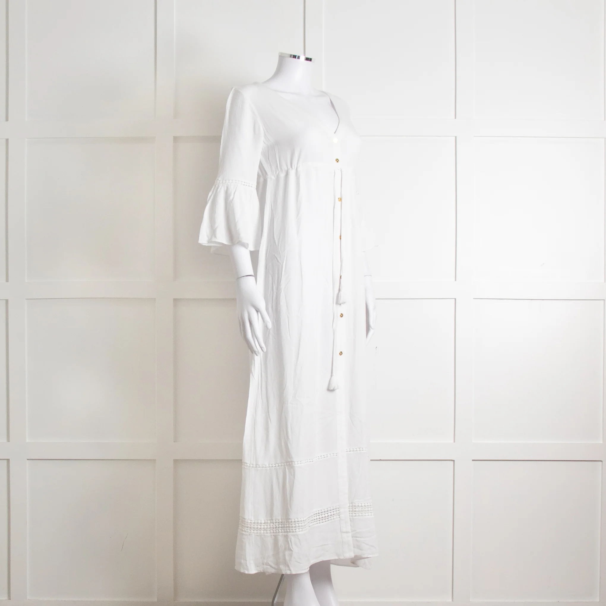 Heidi Klein White 3/4 Sleeve Midi Sun Dress - Image 2