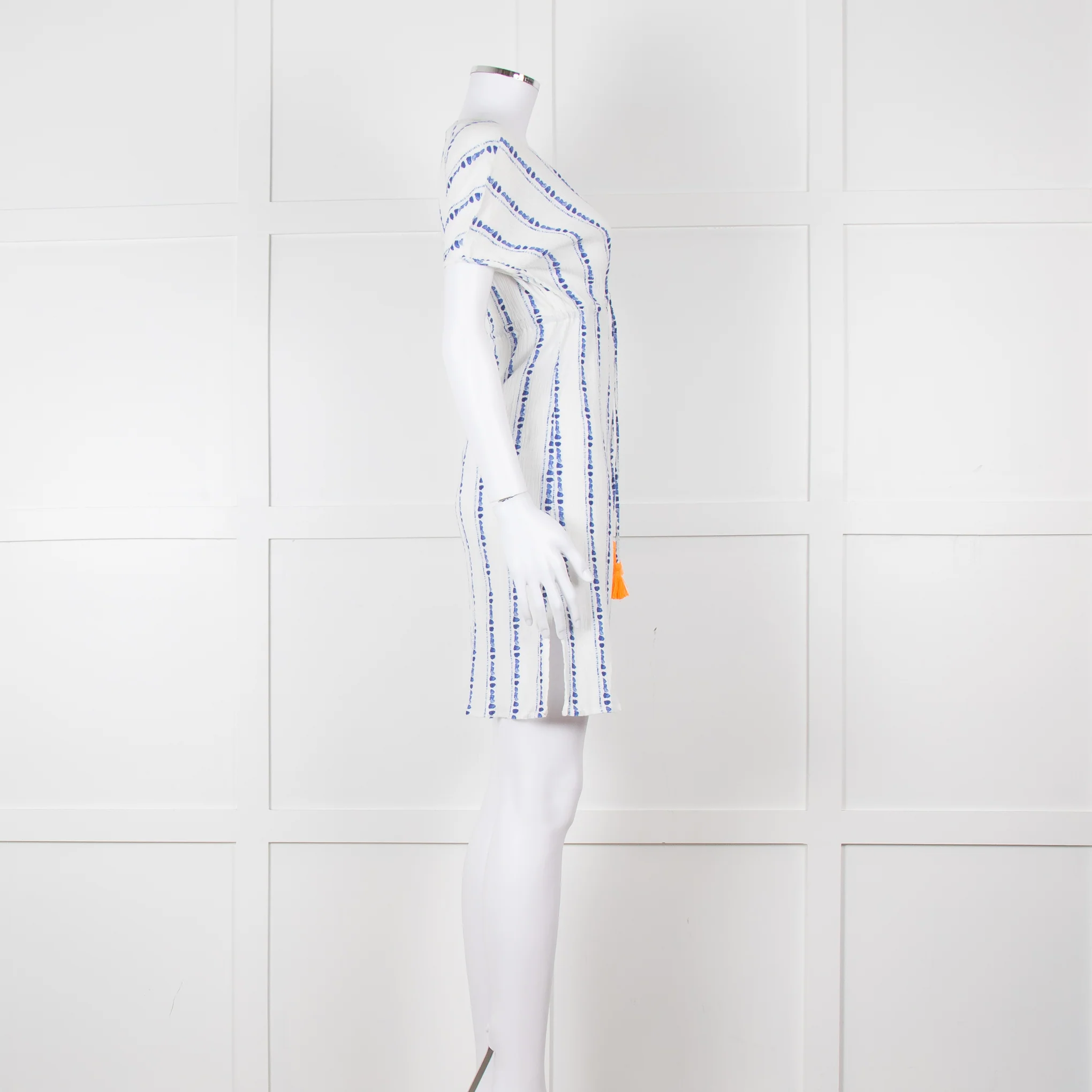Heidi Klein White Blue Print Cotton Dress - Image 3