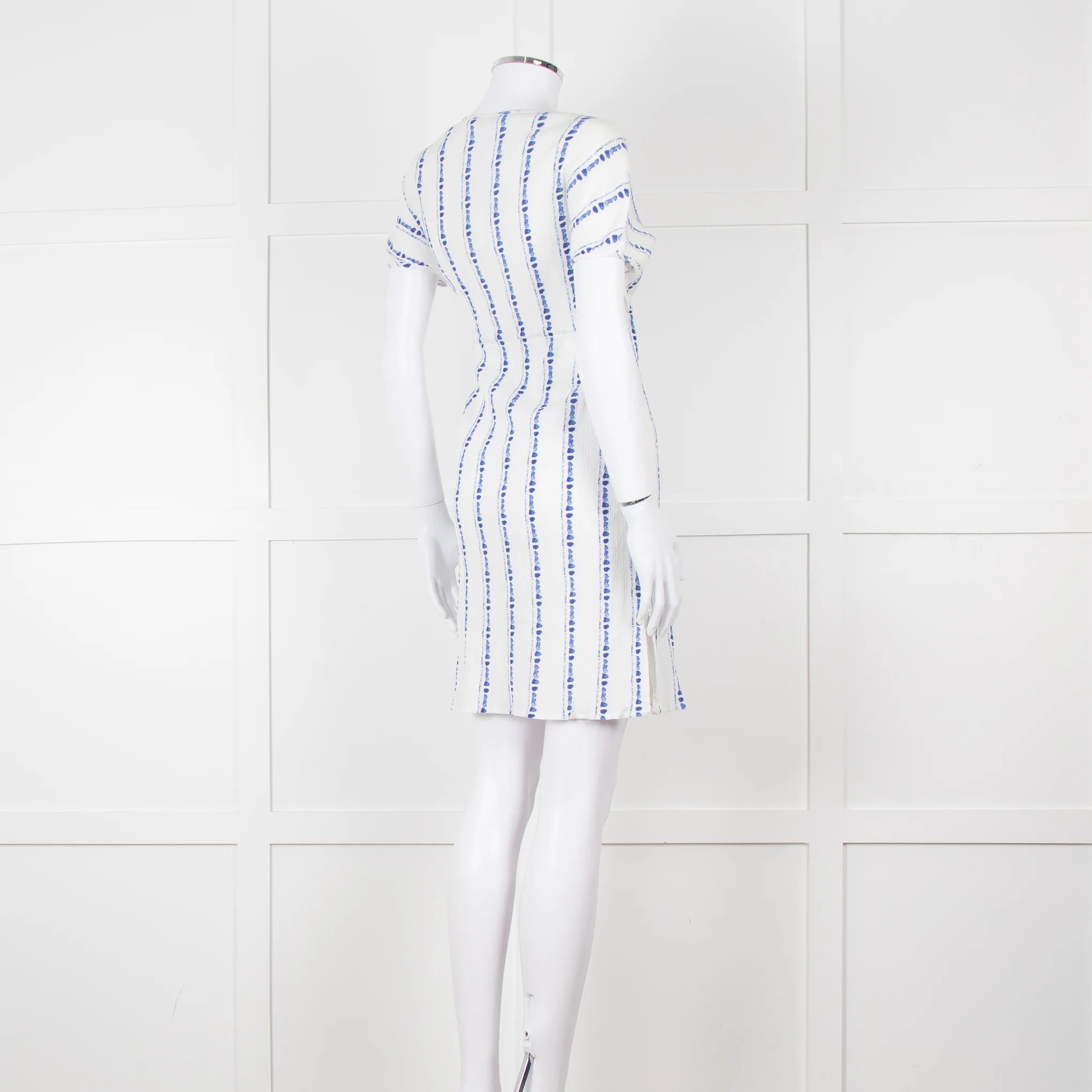 Heidi Klein White Blue Print Cotton Dress - Image 4