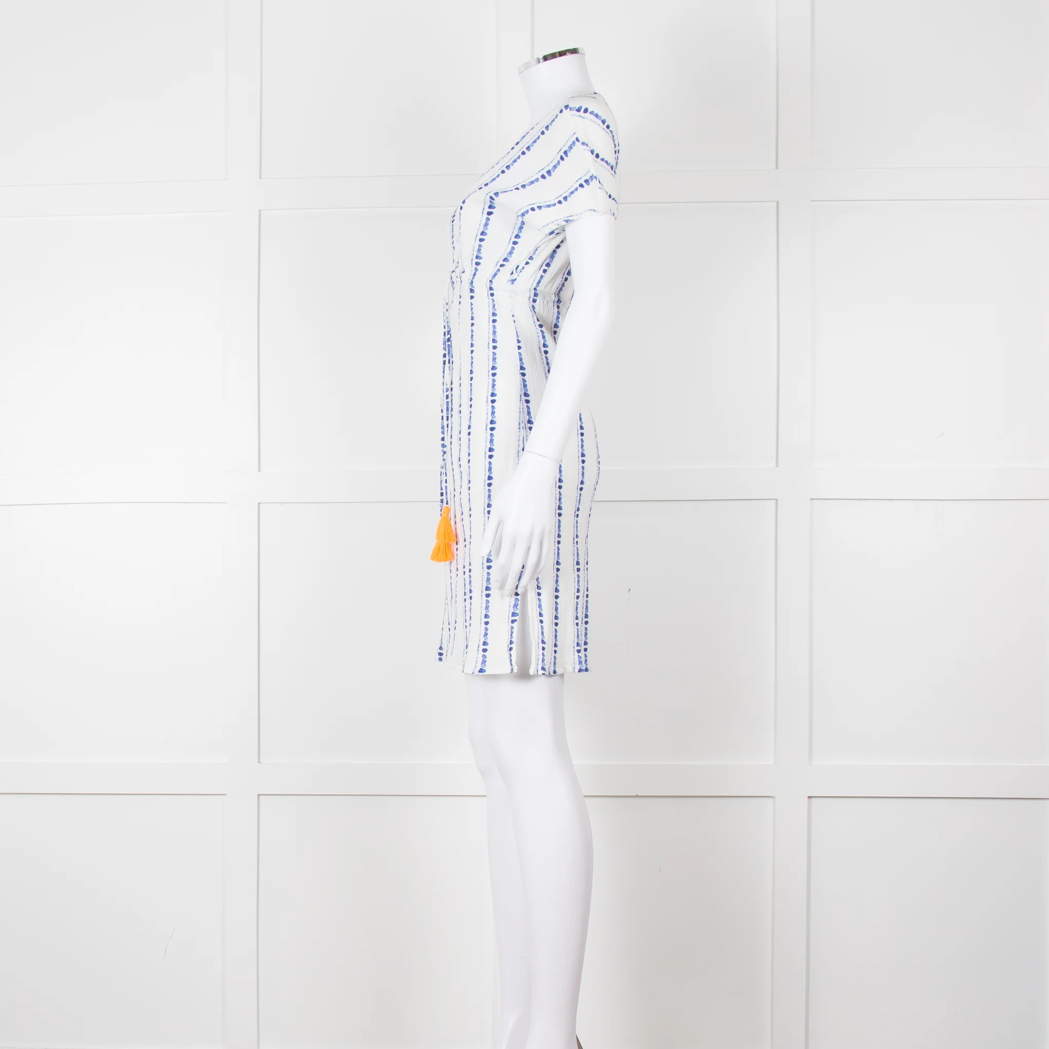 Heidi Klein White Blue Print Cotton Dress - Image 7