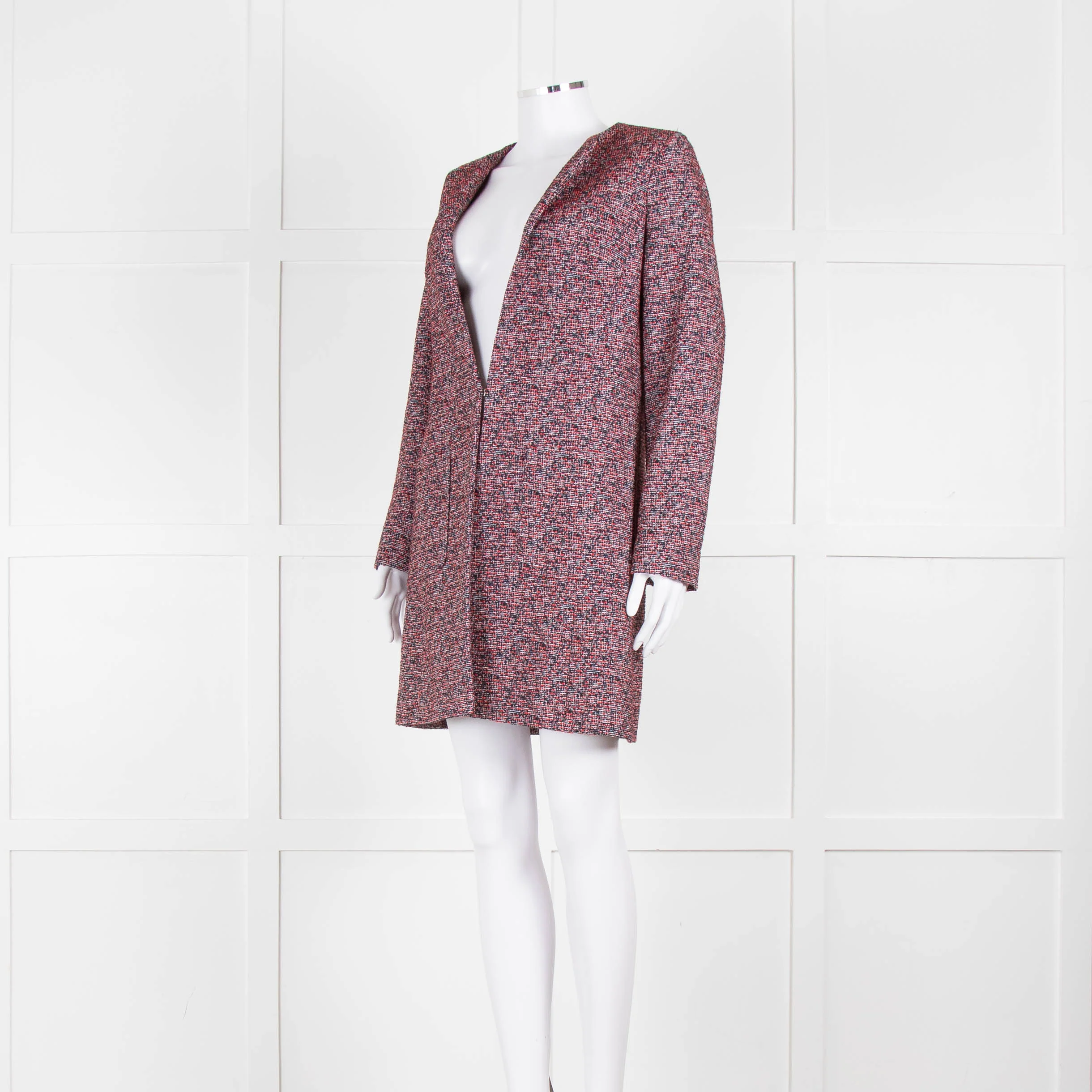 Helen Berman Red, Blue and White Boucle Long Line Jacket - Image 8