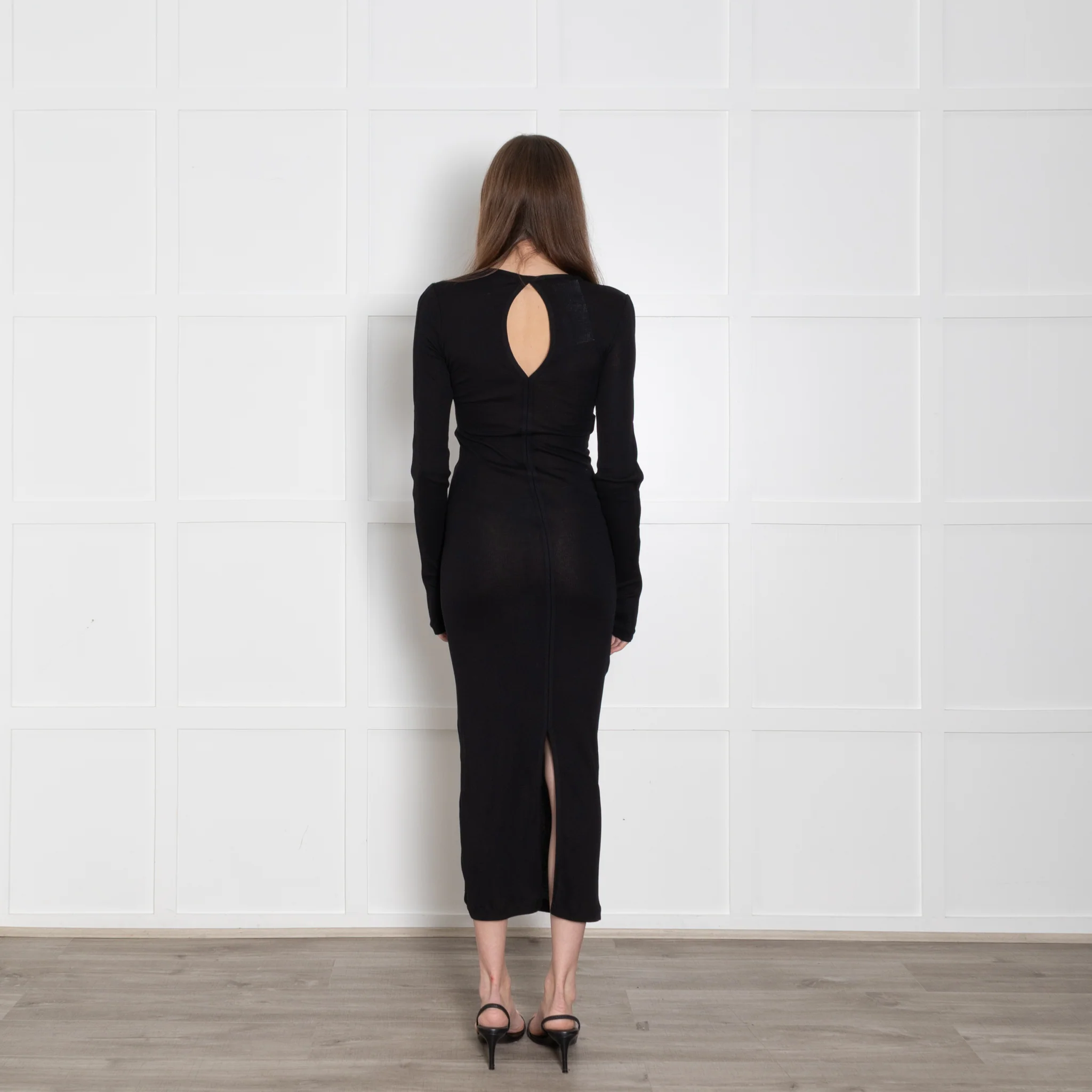 Helmut Lang Black Thin Ribbed Maxi Dress - Image 5