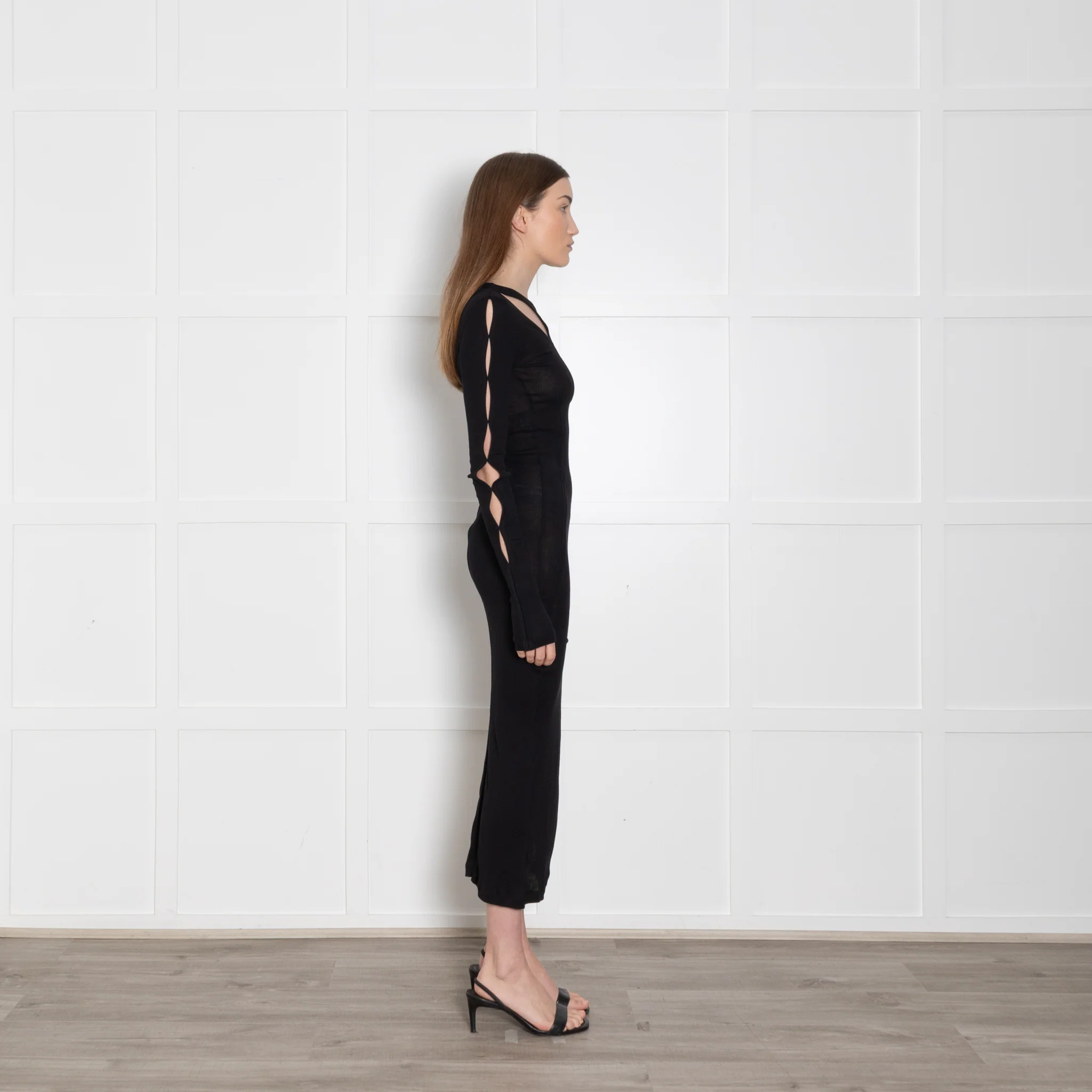 Helmut Lang Black Thin Ribbed Maxi Dress - Image 6