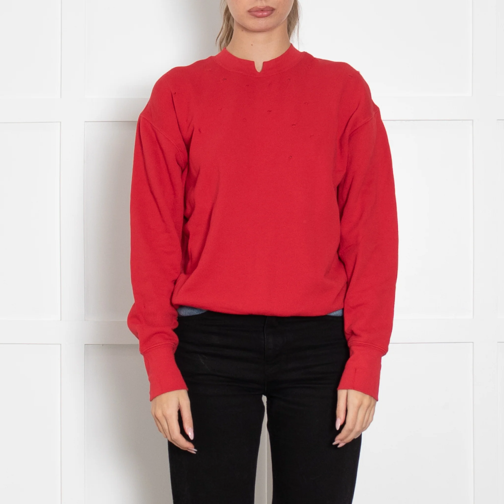 Helmut Lang Red Sweatshirt With Holes Detail - Image 2