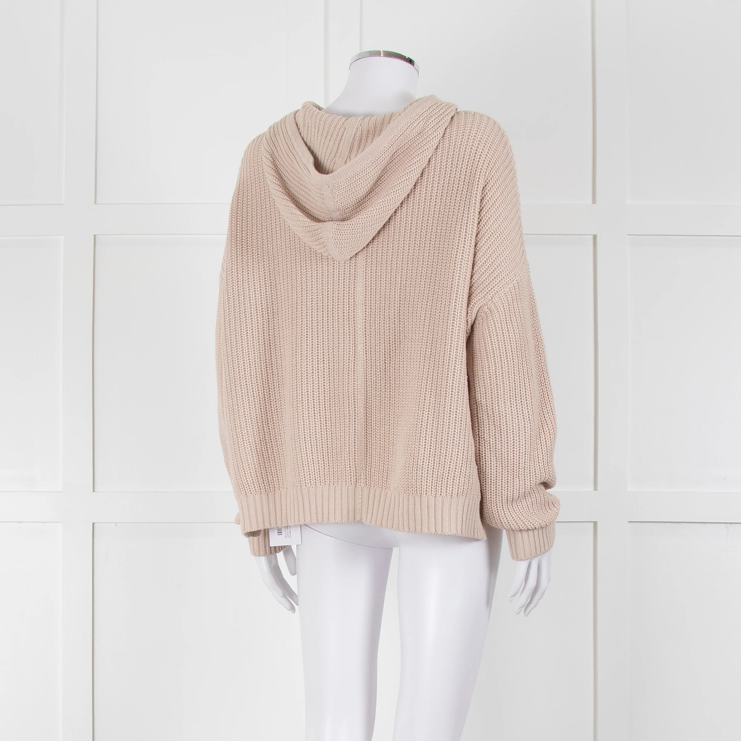 Henry Christ Beige Cotton Ribbed Knit Hooded Jumper - Image 4
