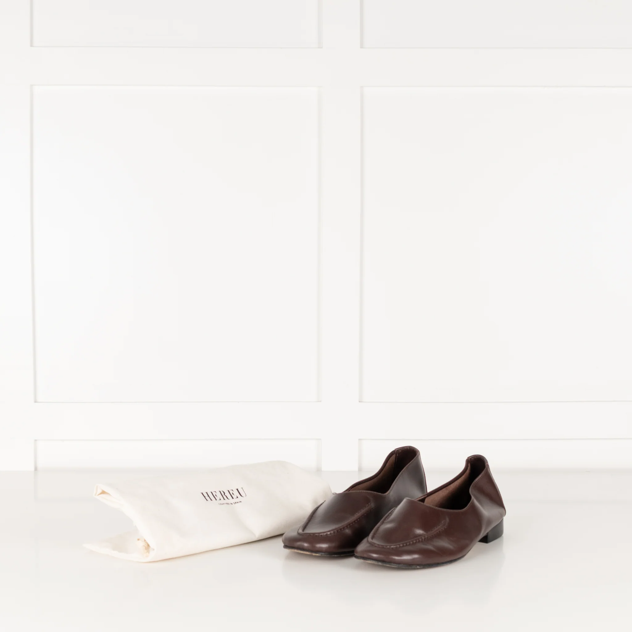 Hereu Brown Leather Flat Pumps - Image 2
