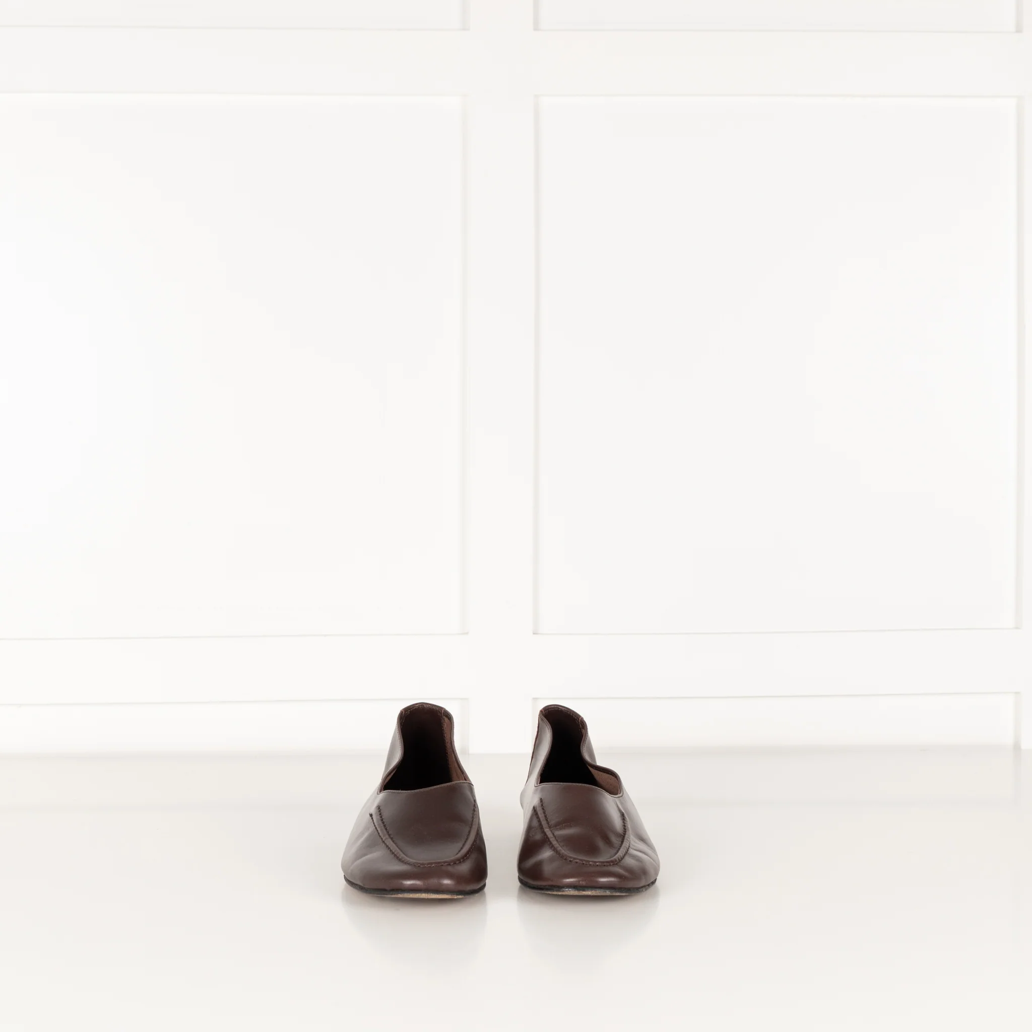 Hereu Brown Leather Flat Pumps - Image 3