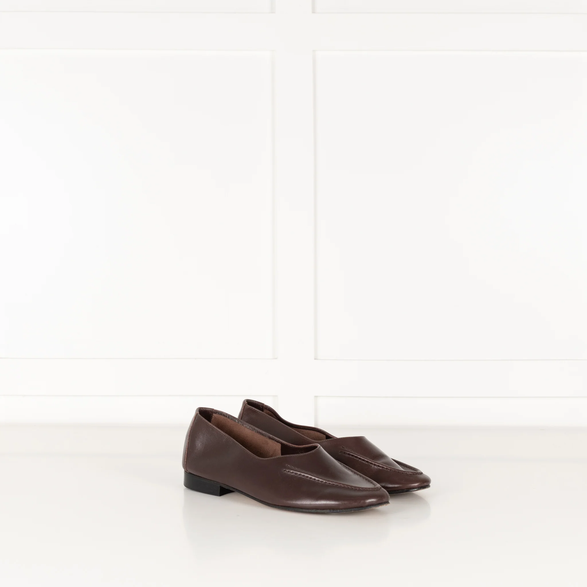 Hereu Brown Leather Flat Pumps - Image 7